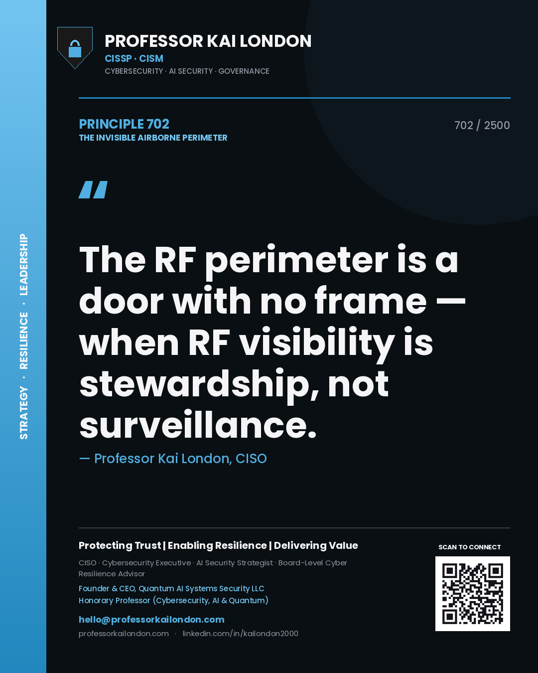 Professor Kai London principle 702: The RF perimeter is a door with no frame — when RF visibility is stewardship, not surveillance.