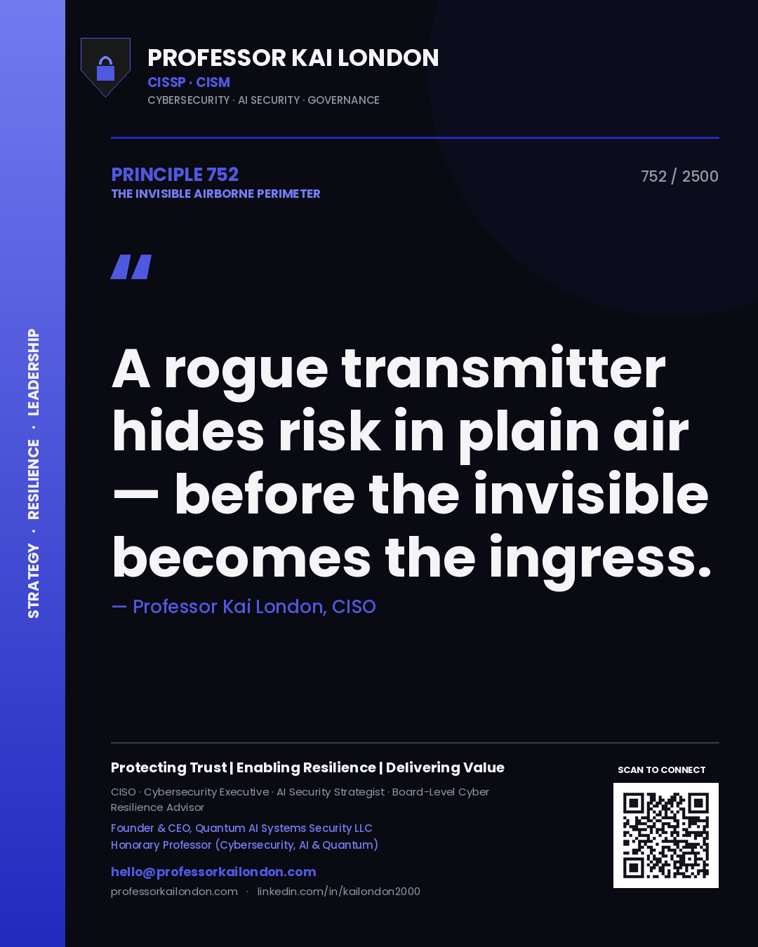 Professor Kai London principle 752: A rogue transmitter hides risk in plain air — before the invisible becomes the ingress.