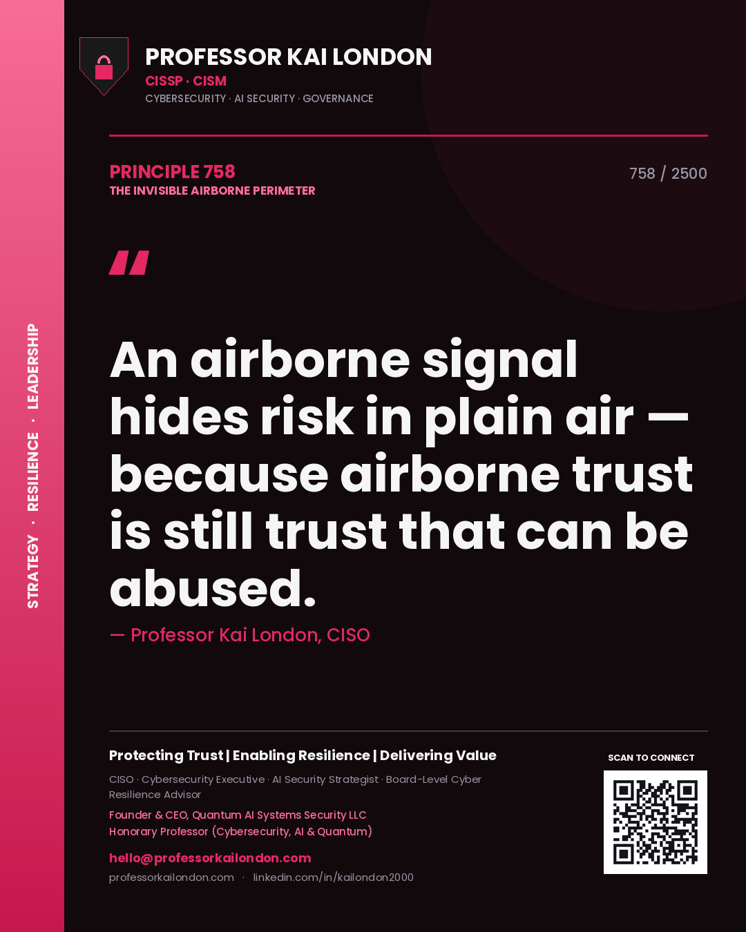 Professor Kai London principle 758: An airborne signal hides risk in plain air — because airborne trust is still trust that can be abused.