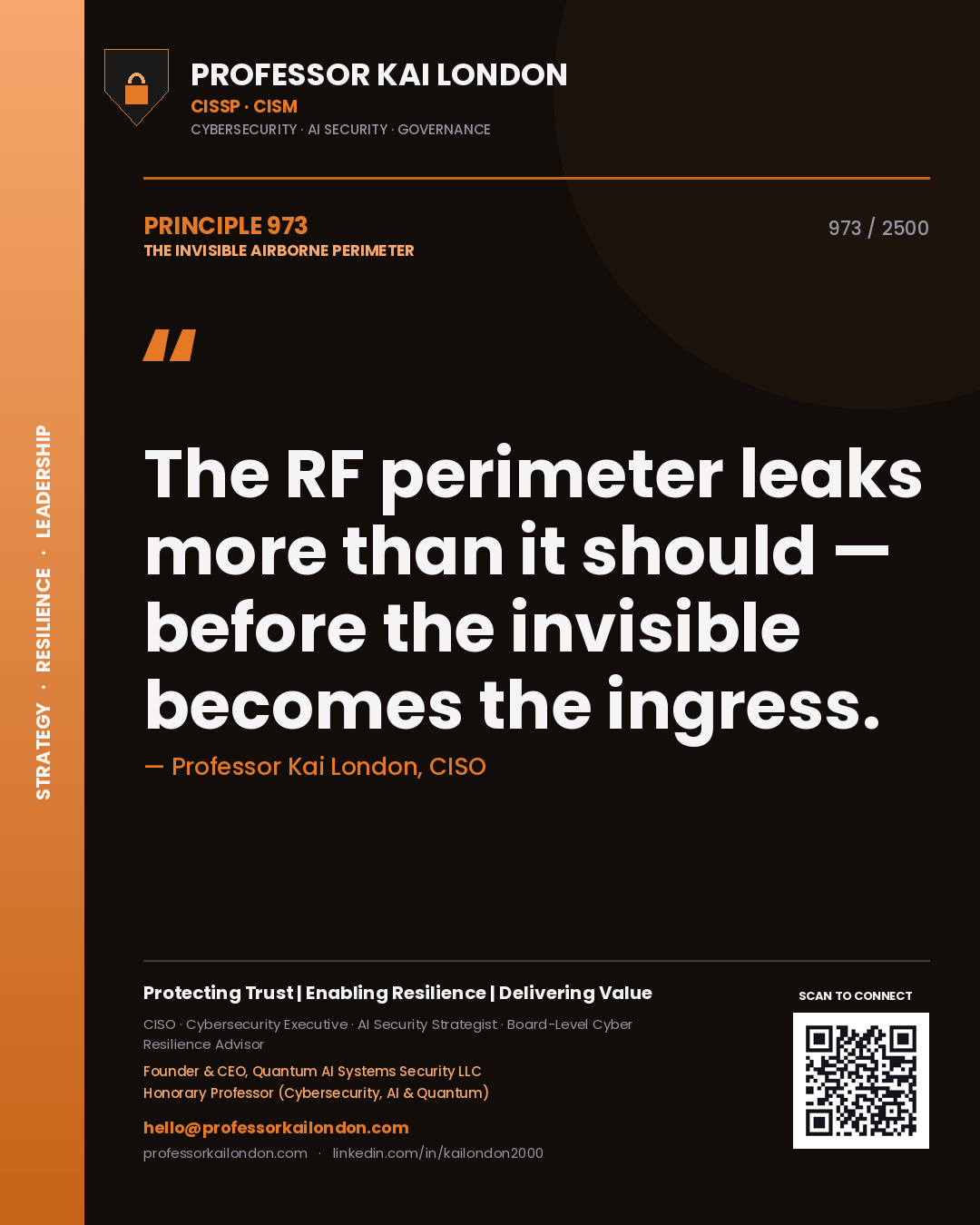 Professor Kai London principle 973: The RF perimeter leaks more than it should — before the invisible becomes the ingress.