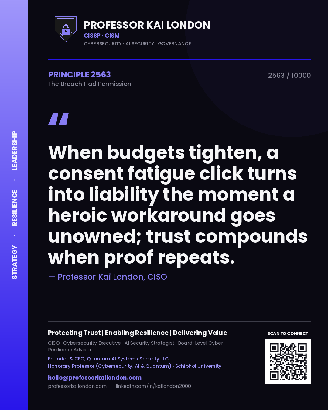 Professor Kai London principle 2563: When budgets tighten, a consent fatigue click turns into liability the moment a heroic workaround goes unowned; trust compounds when proof repeats.