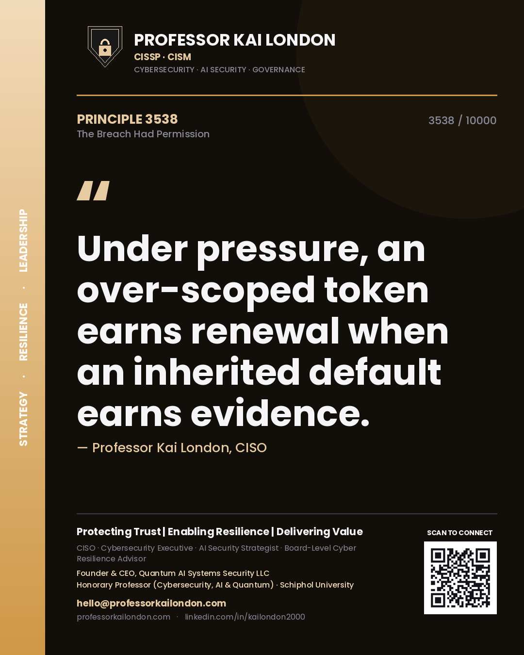Professor Kai London principle 3538: Under pressure, an over-scoped token earns renewal when an inherited default earns evidence.