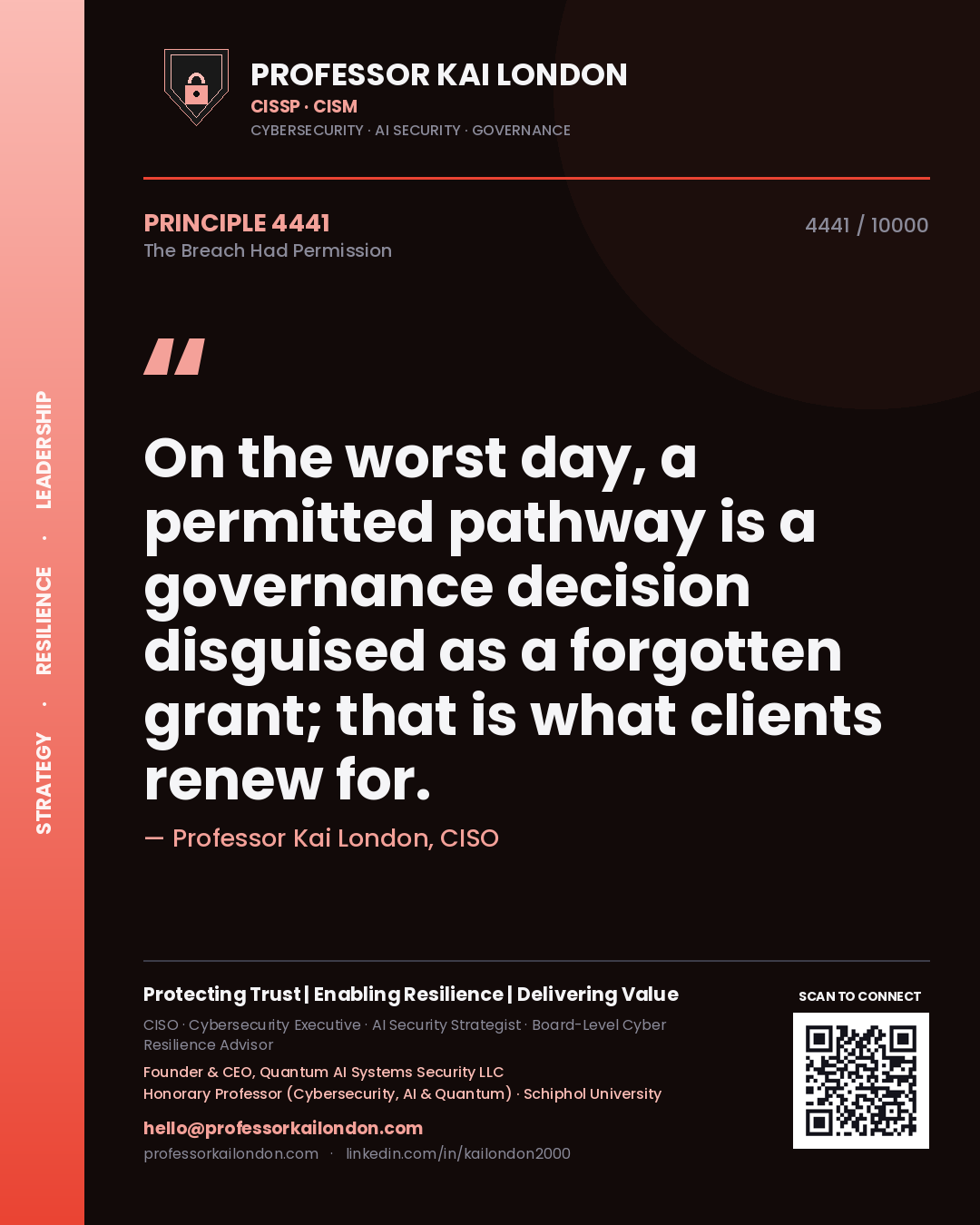 Professor Kai London principle 4441: On the worst day, a permitted pathway is a governance decision disguised as a forgotten grant; that is what clients renew for.