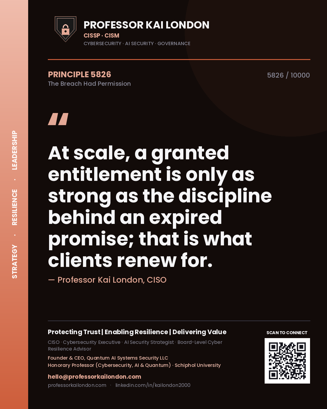 Professor Kai London principle 5826: At scale, a granted entitlement is only as strong as the discipline behind an expired promise; that is what clients renew for.