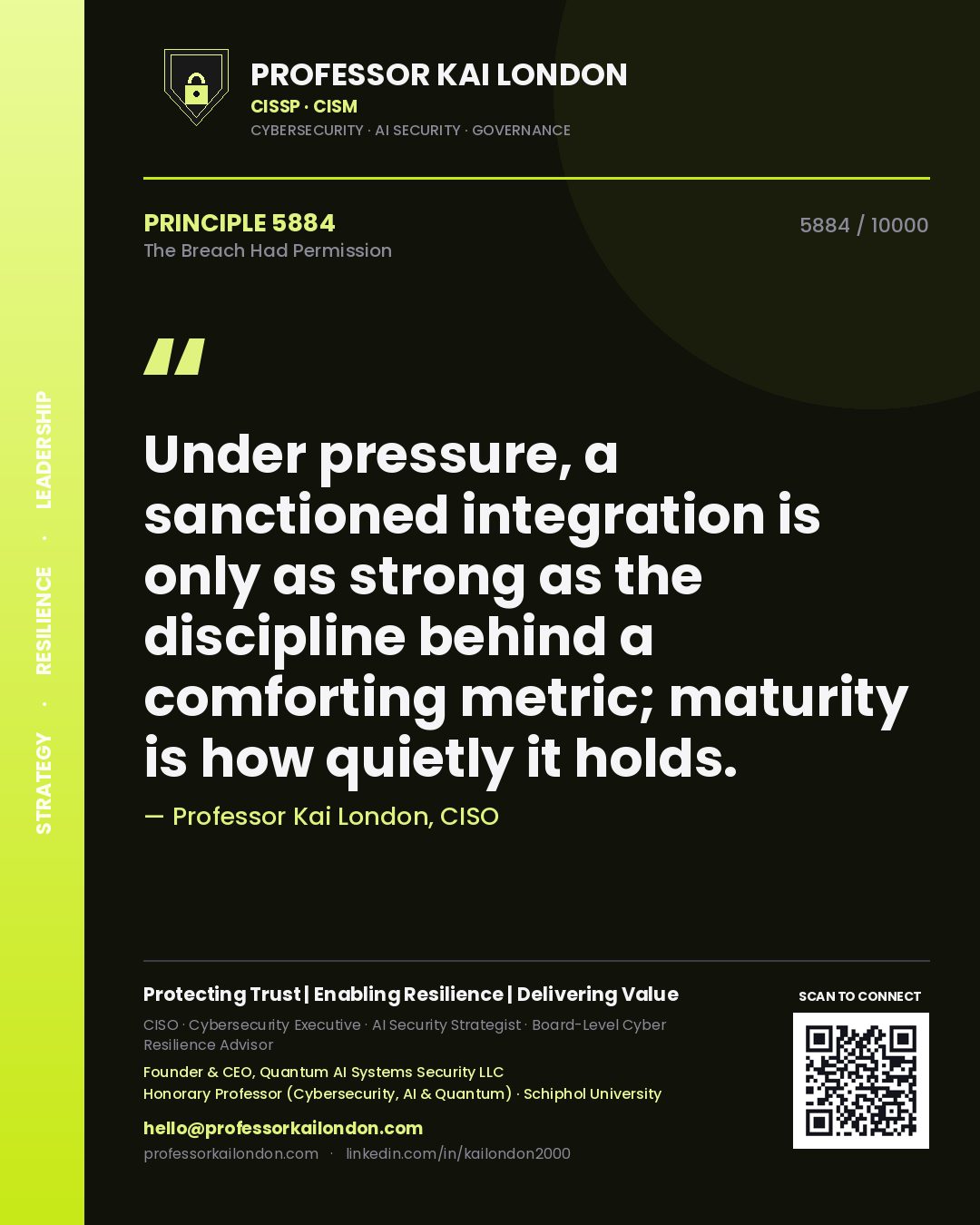 Professor Kai London principle 5884: Under pressure, a sanctioned integration is only as strong as the discipline behind a comforting metric; maturity is how quietly it holds.