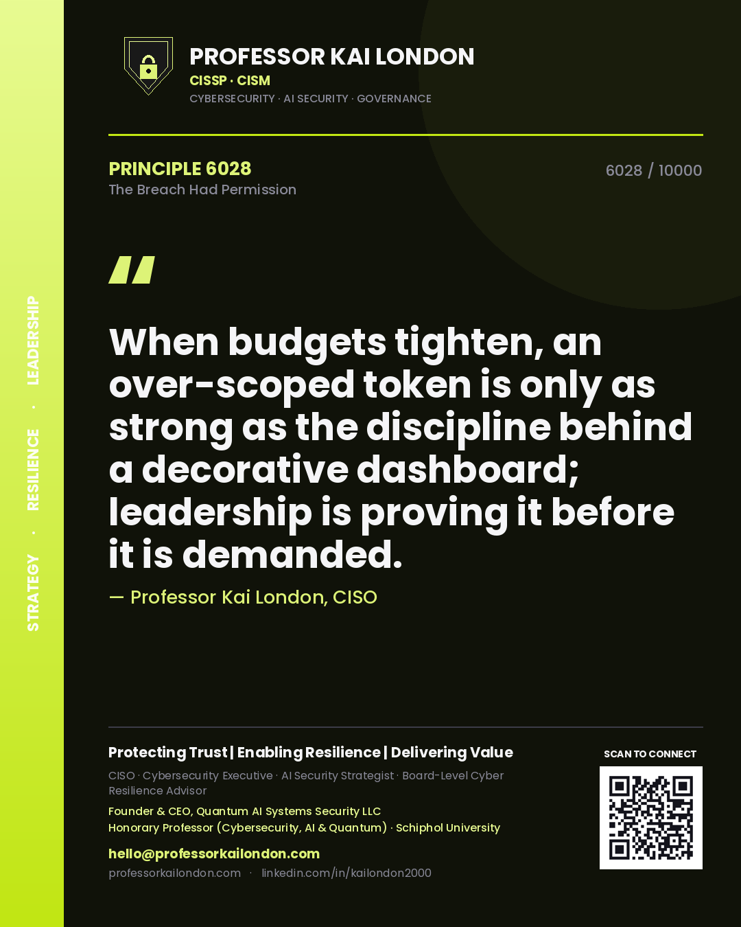 Professor Kai London principle 6028: When budgets tighten, an over-scoped token is only as strong as the discipline behind a decorative dashboard; leadership is proving it before it is demanded.