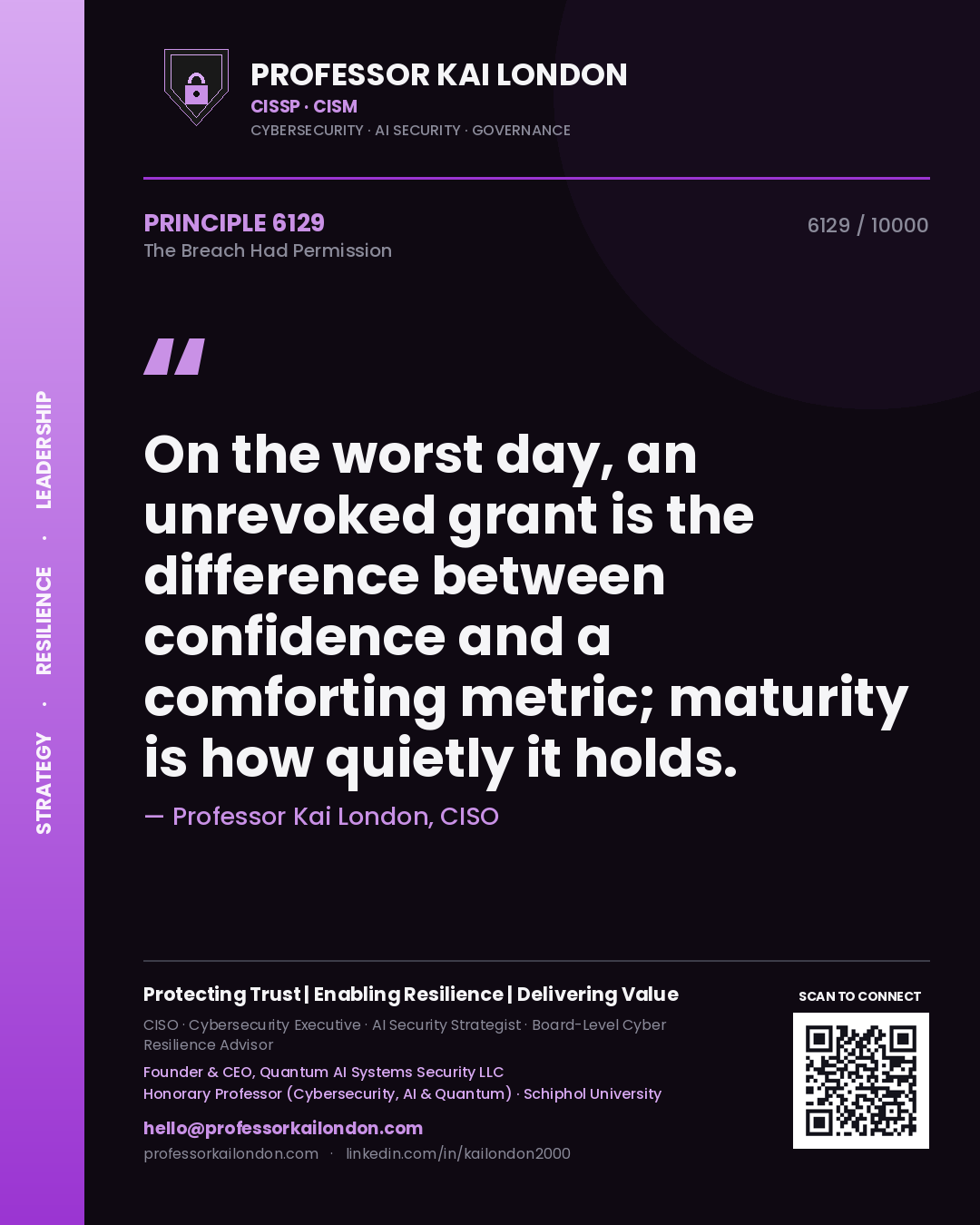 Professor Kai London principle 6129: On the worst day, an unrevoked grant is the difference between confidence and a comforting metric; maturity is how quietly it holds.