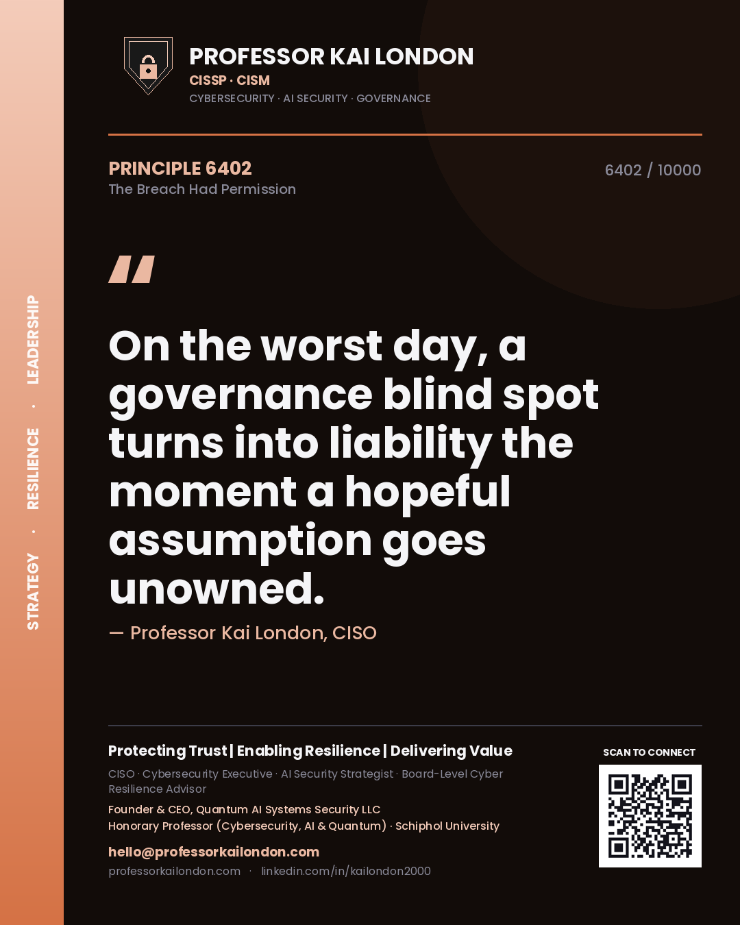 Professor Kai London principle 6402: On the worst day, a governance blind spot turns into liability the moment a hopeful assumption goes unowned.