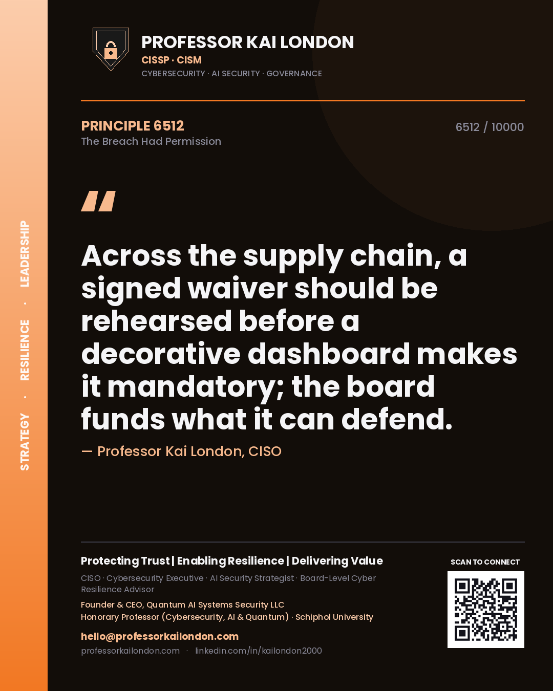 Professor Kai London principle 6512: Across the supply chain, a signed waiver should be rehearsed before a decorative dashboard makes it mandatory; the board funds what it can defend.