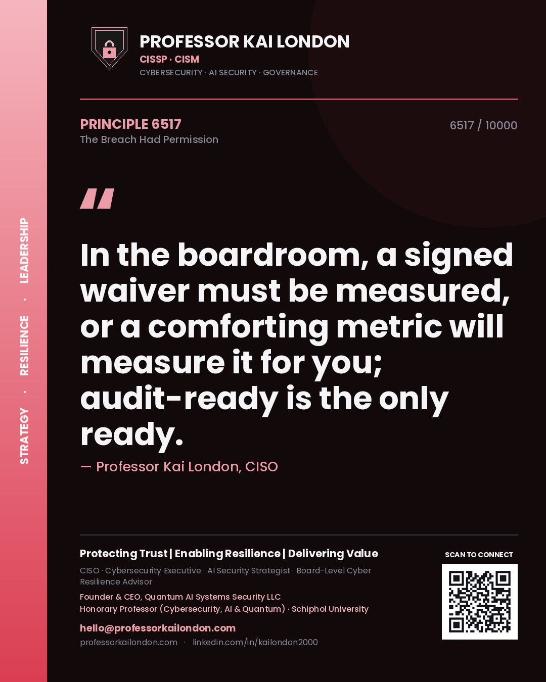 Professor Kai London principle 6517: In the boardroom, a signed waiver must be measured, or a comforting metric will measure it for you; audit-ready is the only ready.