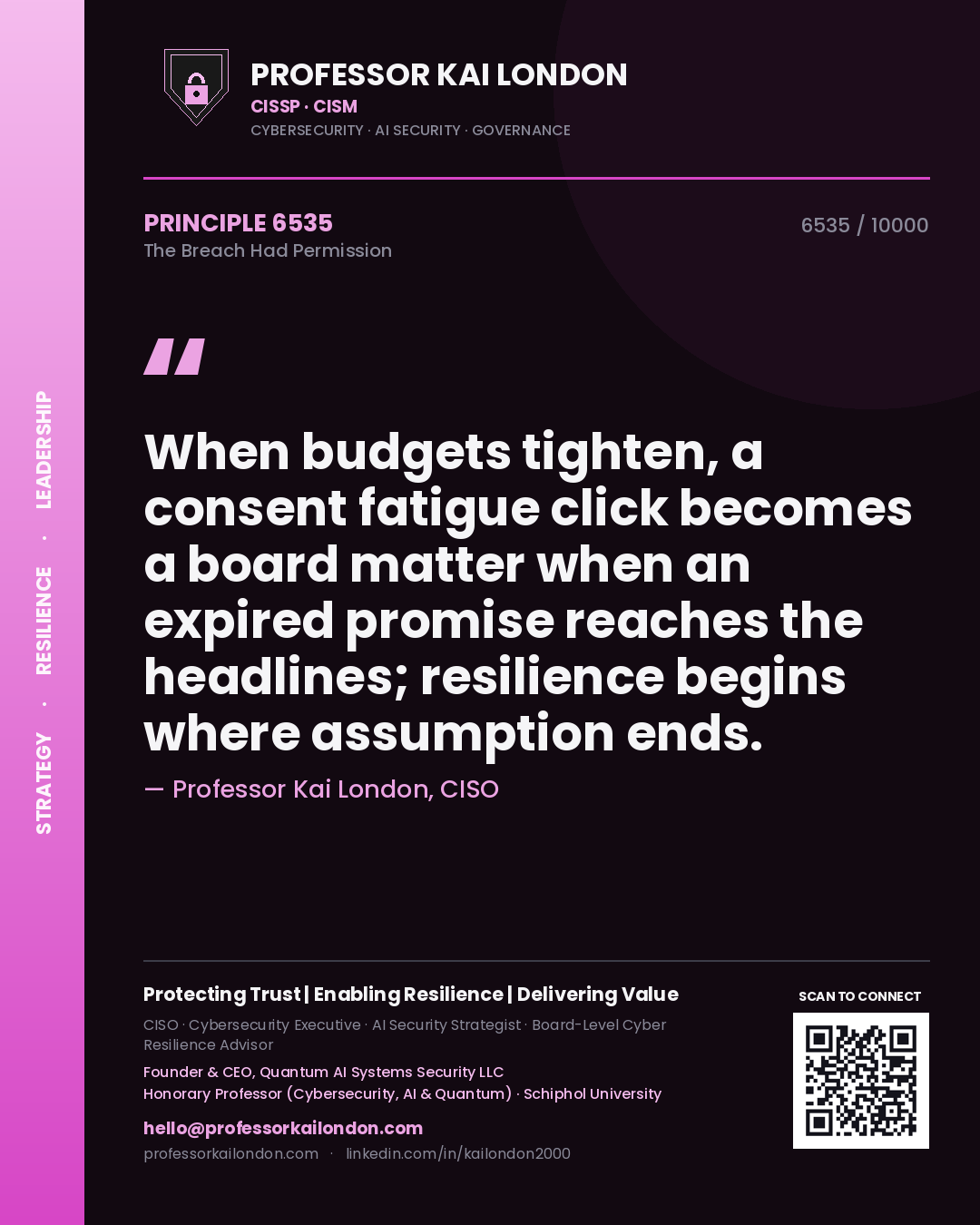 Professor Kai London principle 6535: When budgets tighten, a consent fatigue click becomes a board matter when an expired promise reaches the headlines; resilience begins where assumption ends.