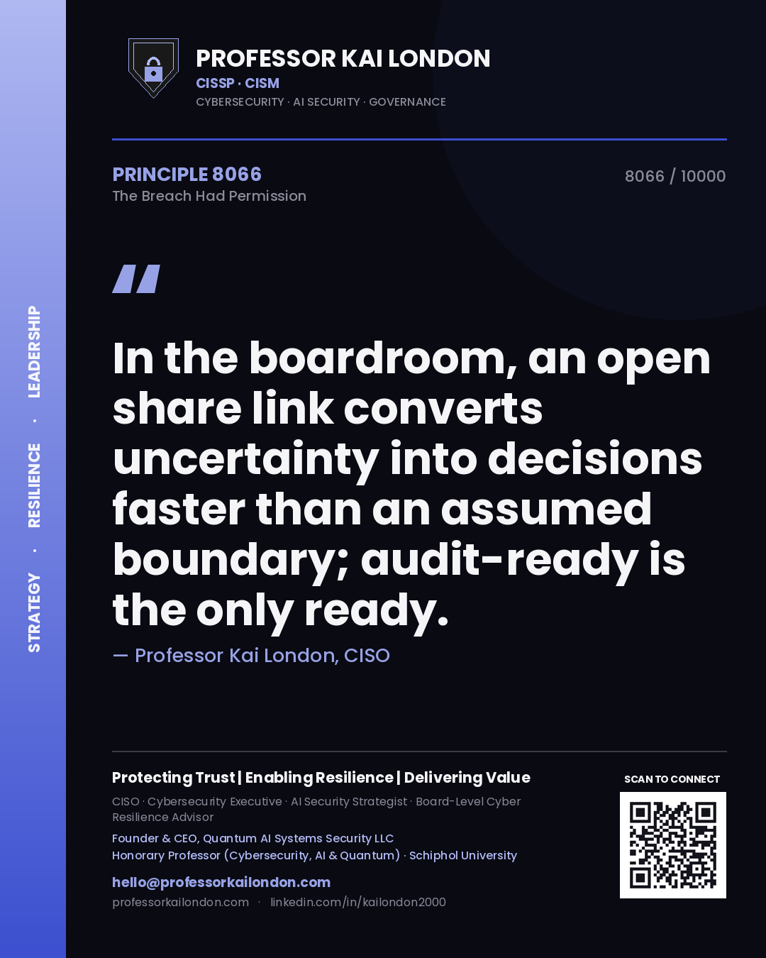 Professor Kai London principle 8066: In the boardroom, an open share link converts uncertainty into decisions faster than an assumed boundary; audit-ready is the only ready.