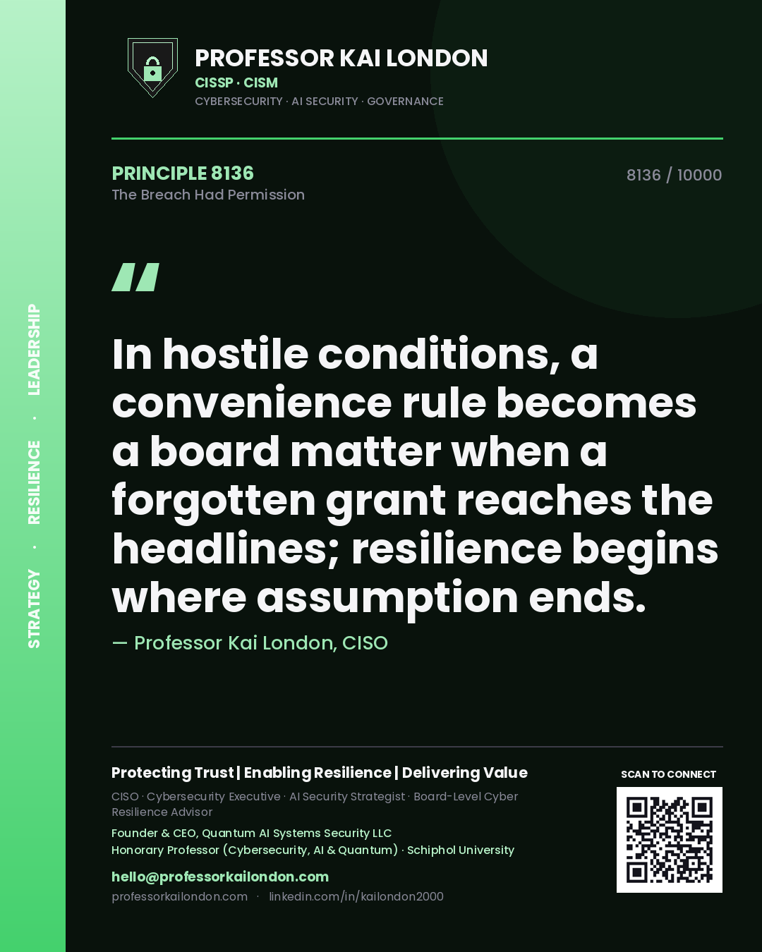 Professor Kai London principle 8136: In hostile conditions, a convenience rule becomes a board matter when a forgotten grant reaches the headlines; resilience begins where assumption ends.