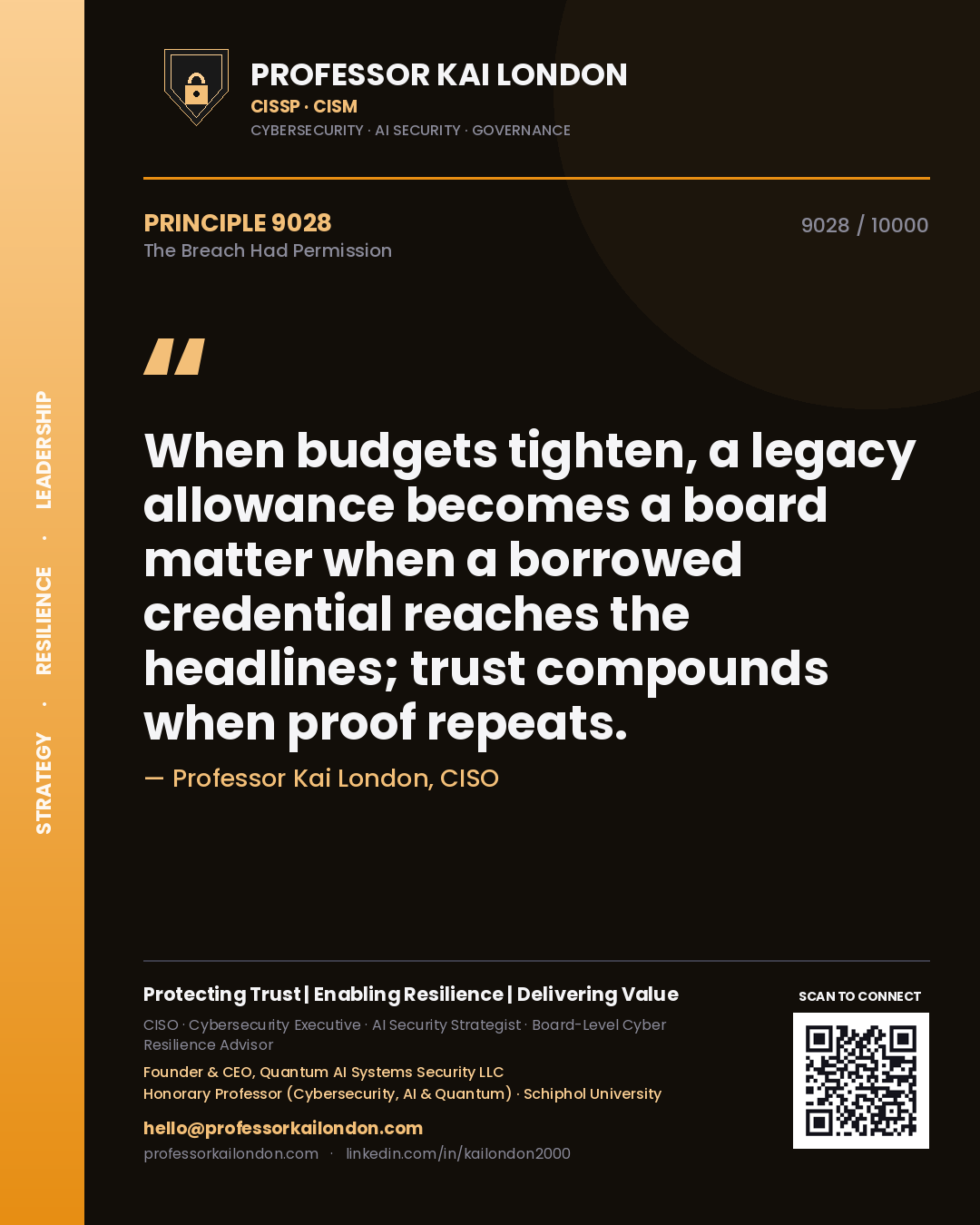 Professor Kai London principle 9028: When budgets tighten, a legacy allowance becomes a board matter when a borrowed credential reaches the headlines; trust compounds when proof repeats.