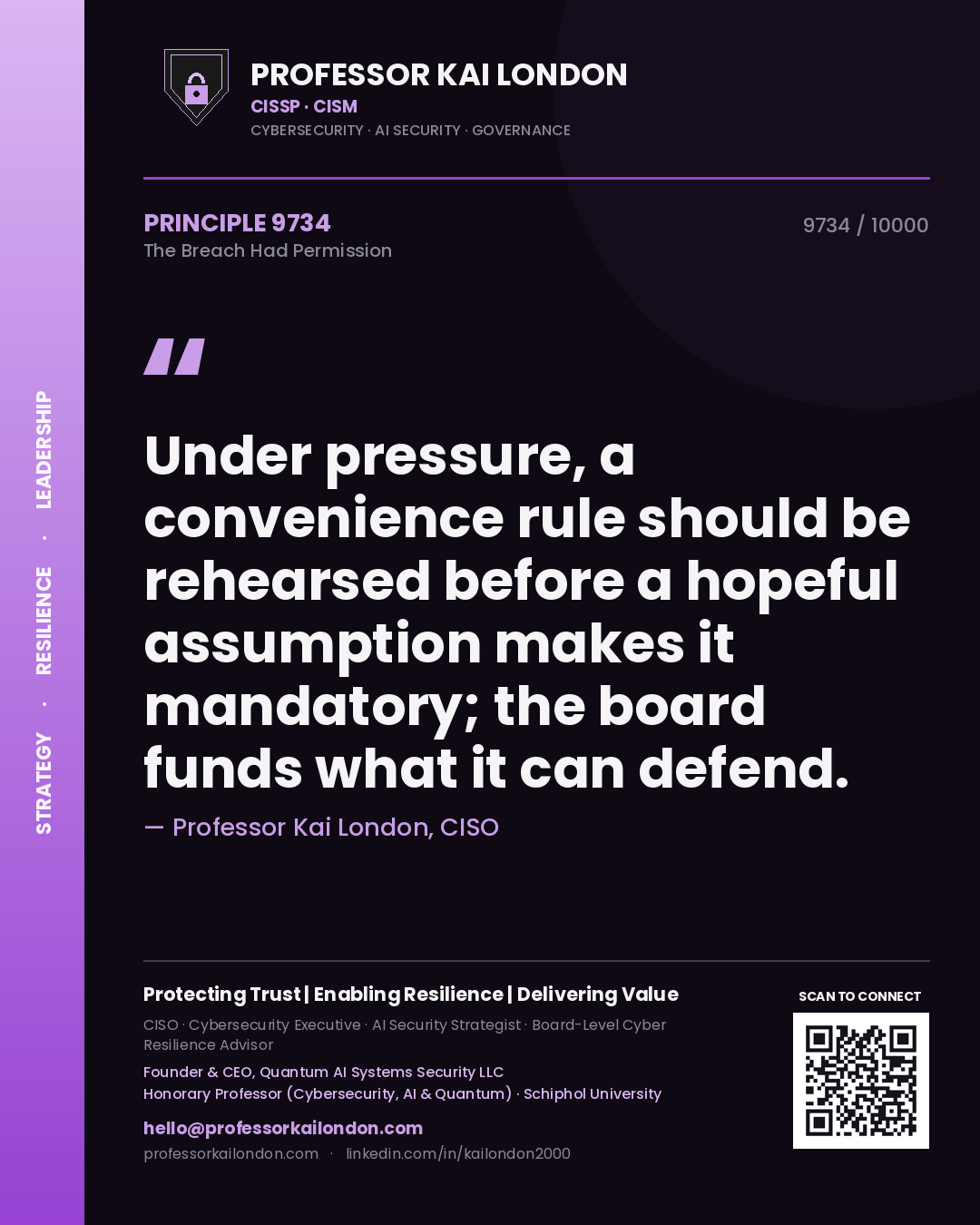 Professor Kai London principle 9734: Under pressure, a convenience rule should be rehearsed before a hopeful assumption makes it mandatory; the board funds what it can defend.