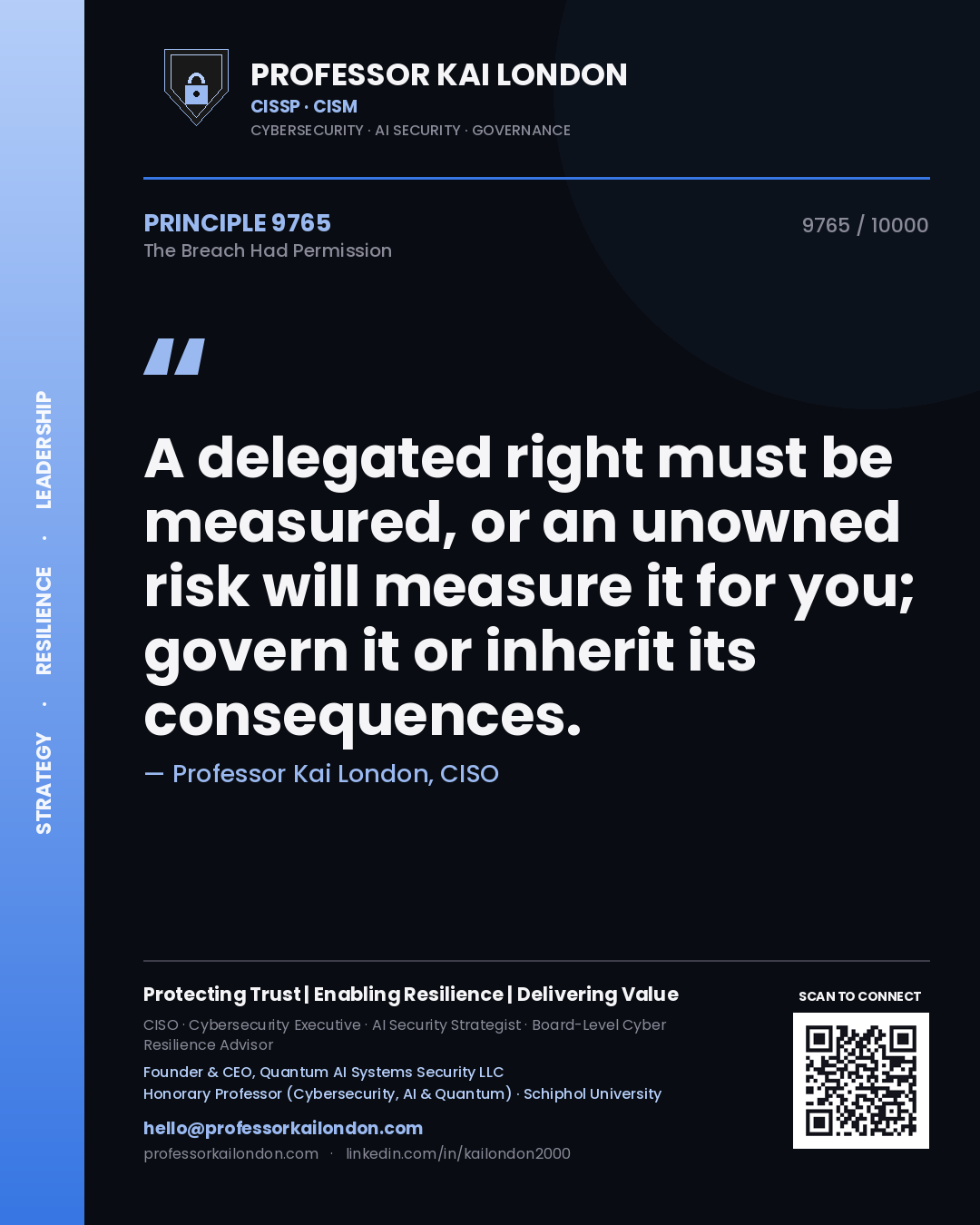 Professor Kai London principle 9765: A delegated right must be measured, or an unowned risk will measure it for you; govern it or inherit its consequences.