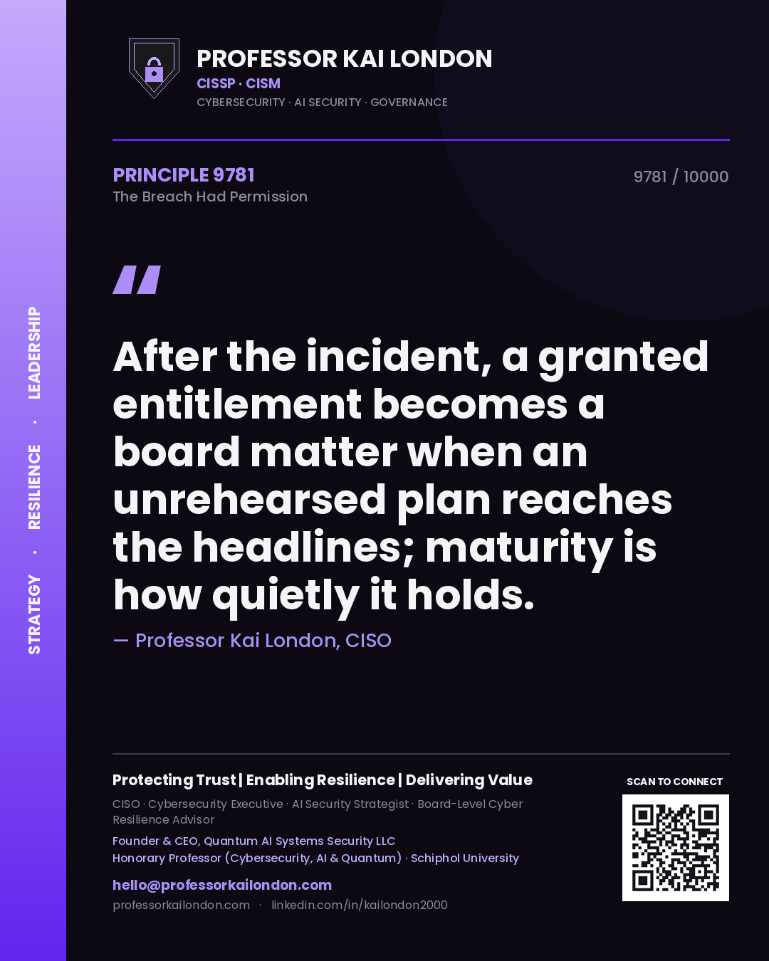 Professor Kai London principle 9781: After the incident, a granted entitlement becomes a board matter when an unrehearsed plan reaches the headlines; maturity is how quietly it holds.