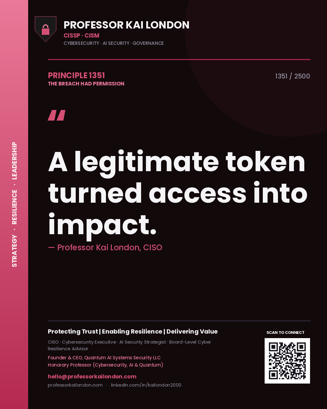 Professor Kai London principle 1351: A legitimate token turned access into impact.