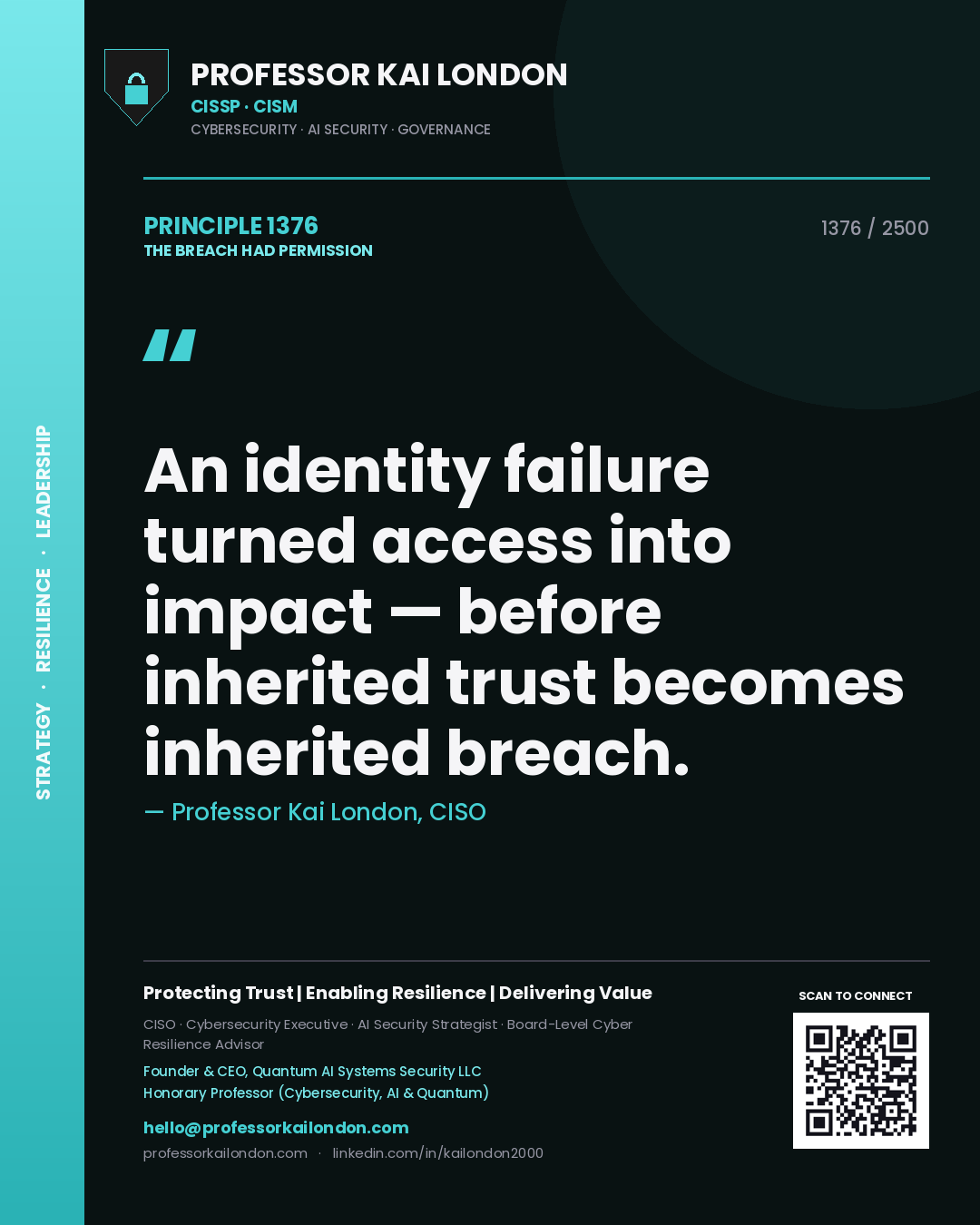 Professor Kai London principle 1376: An identity failure turned access into impact — before inherited trust becomes inherited breach.