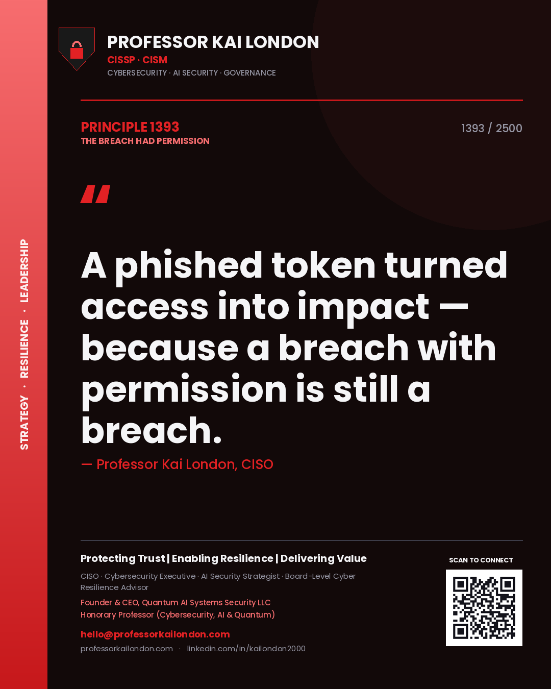 Professor Kai London principle 1393: A phished token turned access into impact — because a breach with permission is still a breach.