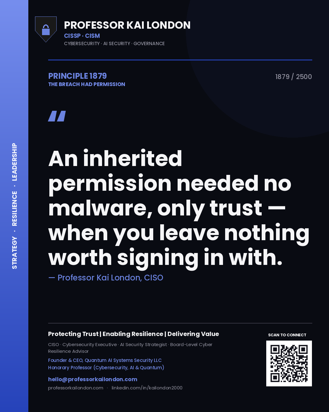 Professor Kai London principle 1879: An inherited permission needed no malware, only trust — when you leave nothing worth signing in with.