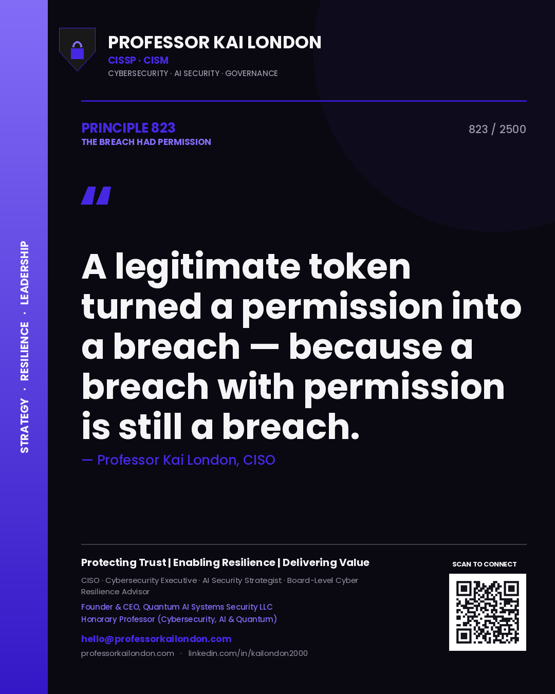 Professor Kai London principle 823: A legitimate token turned a permission into a breach — because a breach with permission is still a breach.