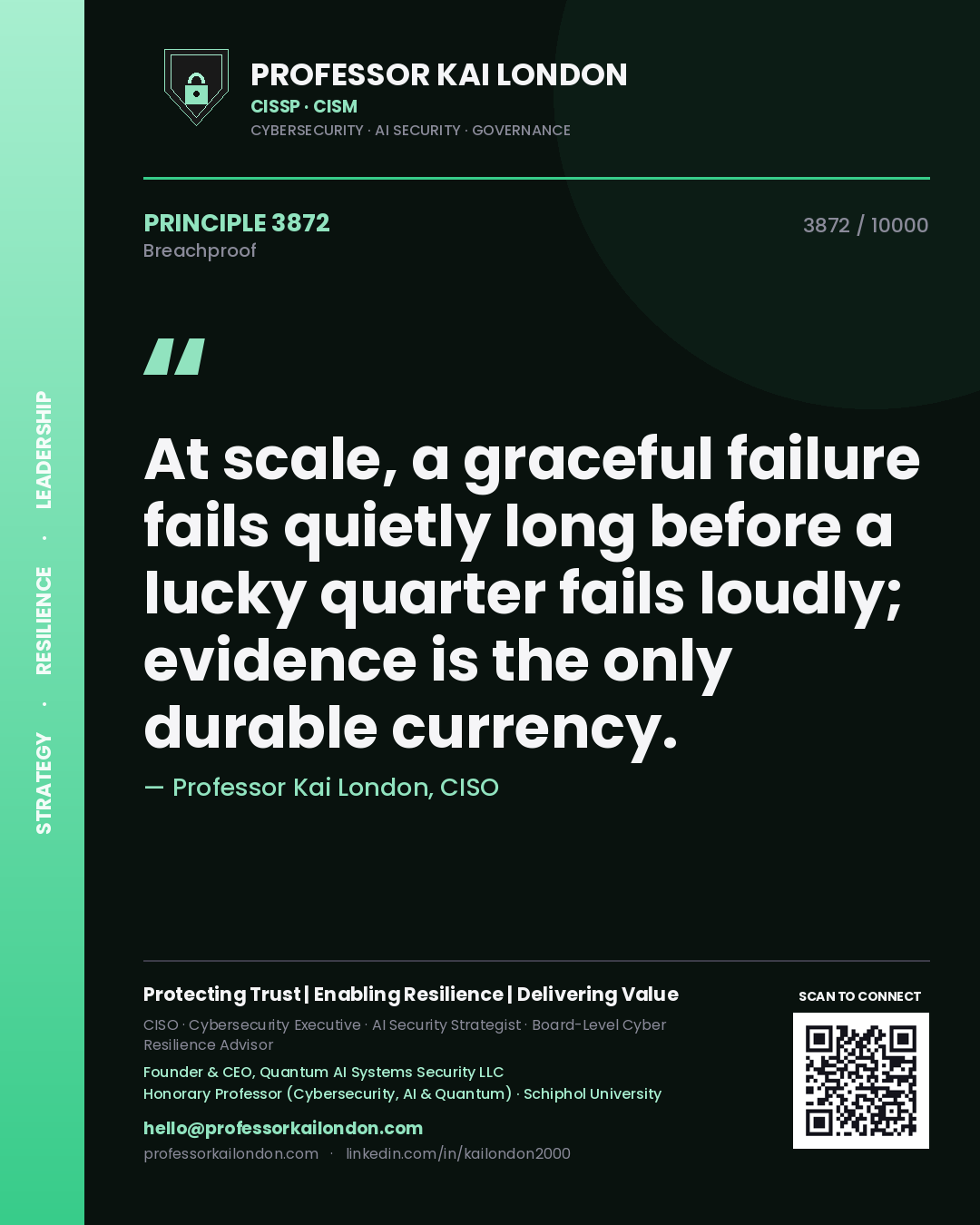 Professor Kai London principle 3872: At scale, a graceful failure fails quietly long before a lucky quarter fails loudly; evidence is the only durable currency.