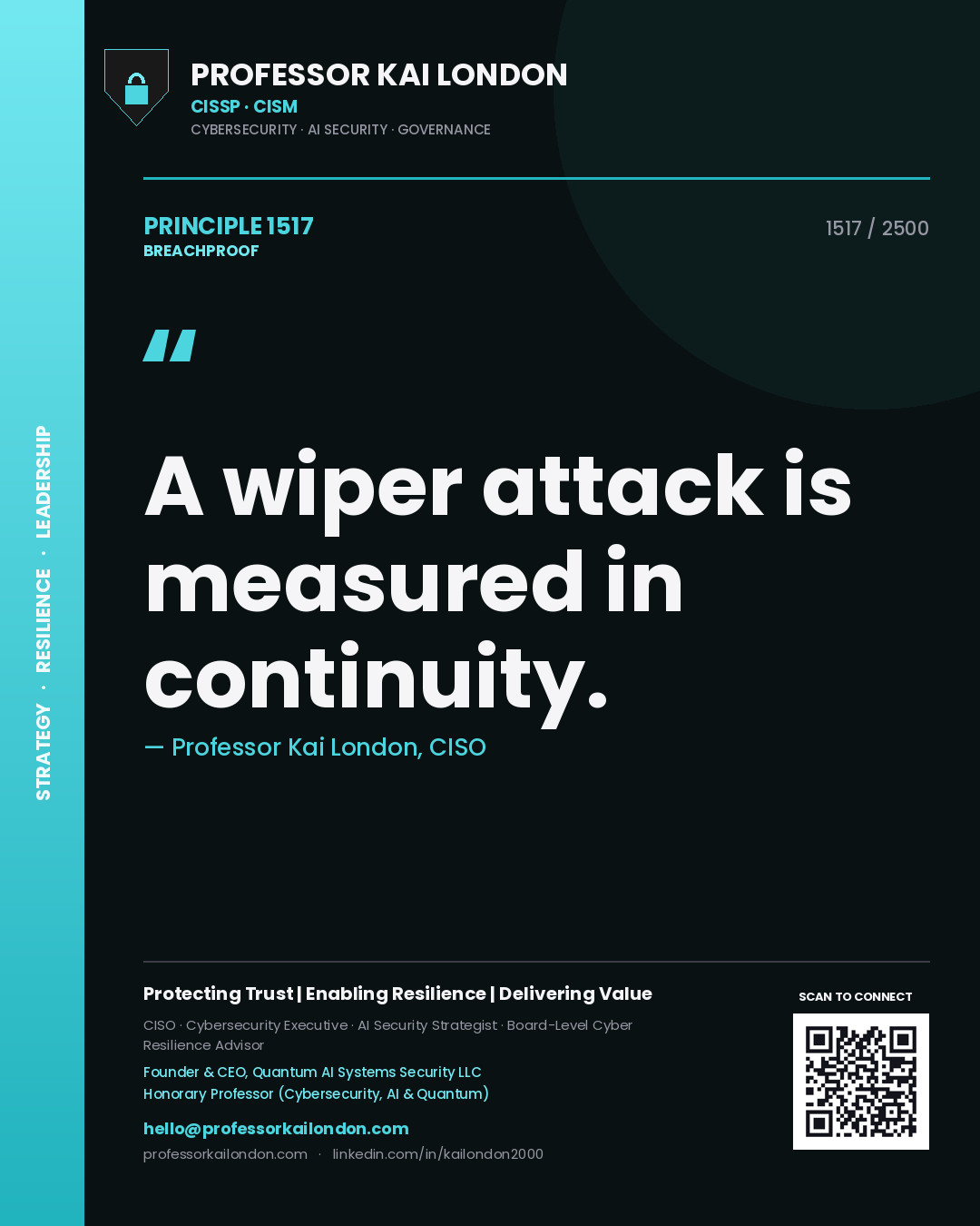 Professor Kai London principle 1517: A wiper attack is measured in continuity.