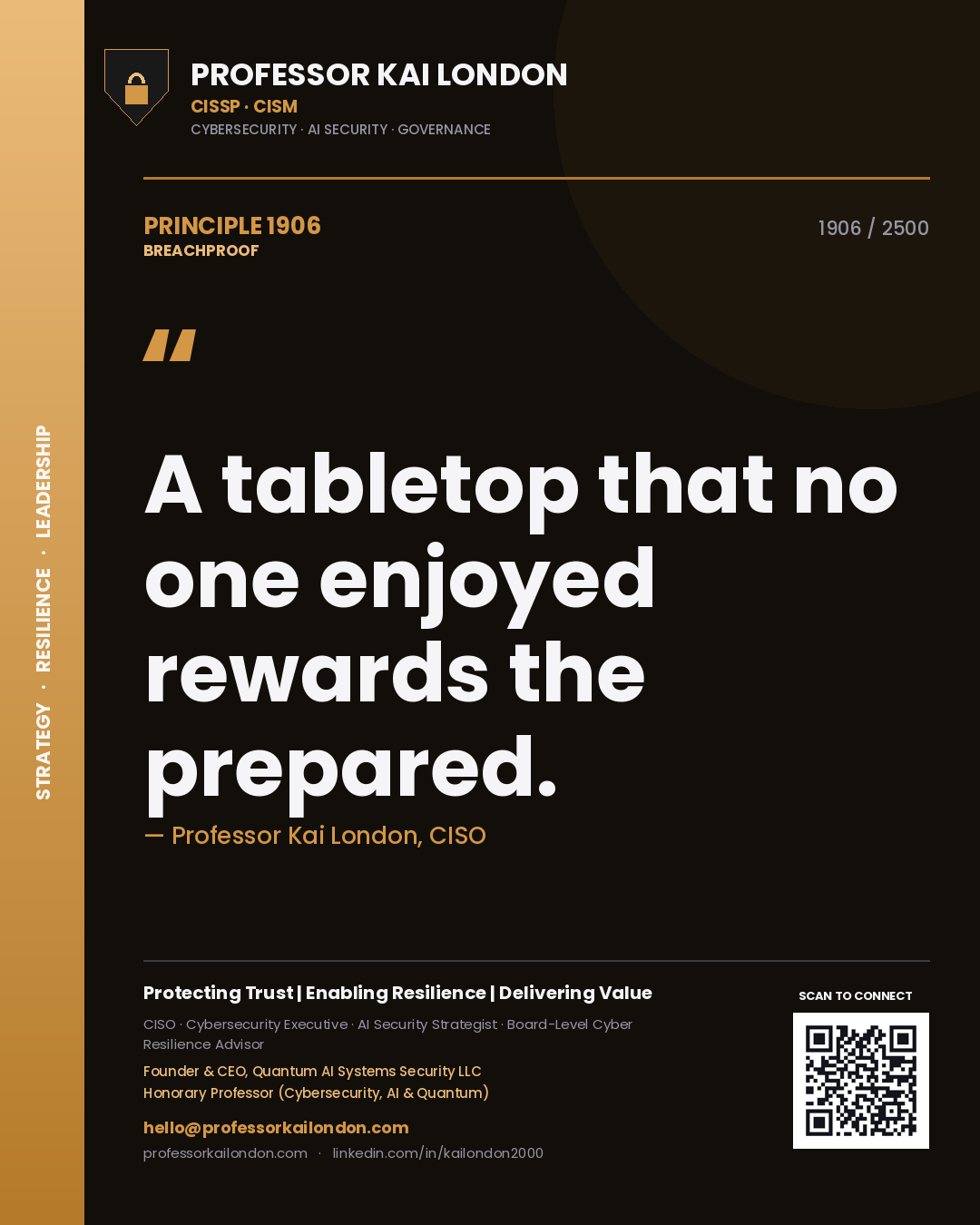 Professor Kai London principle 1906: A tabletop that no one enjoyed rewards the prepared.