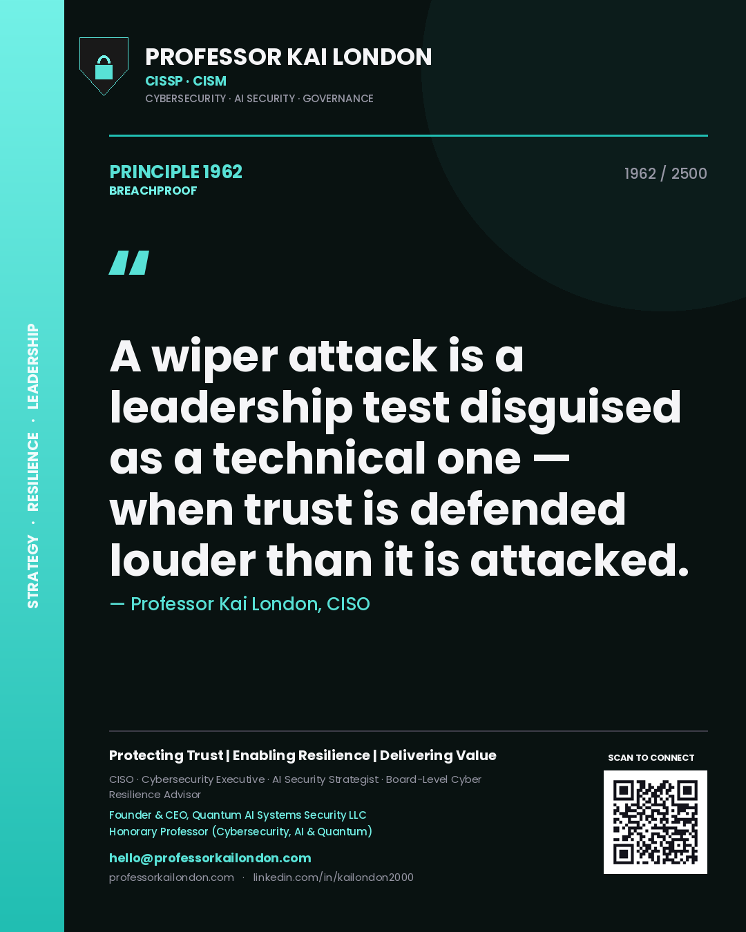 Professor Kai London principle 1962: A wiper attack is a leadership test disguised as a technical one — when trust is defended louder than it is attacked.
