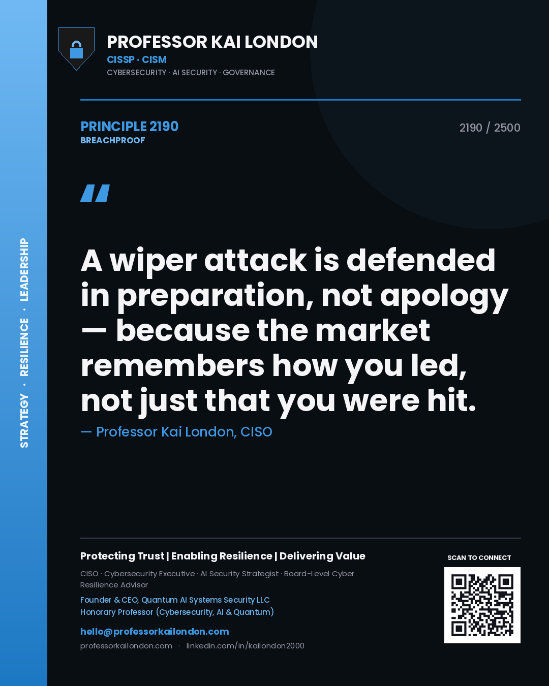 Professor Kai London principle 2190: A wiper attack is defended in preparation, not apology — because the market remembers how you led, not just that you were hit.
