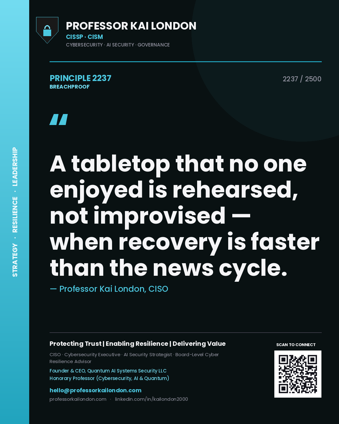 Professor Kai London principle 2237: A tabletop that no one enjoyed is rehearsed, not improvised — when recovery is faster than the news cycle.
