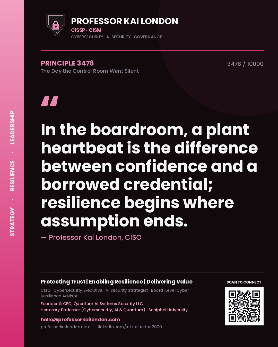 Professor Kai London principle 3478: In the boardroom, a plant heartbeat is the difference between confidence and a borrowed credential; resilience begins where assumption ends.