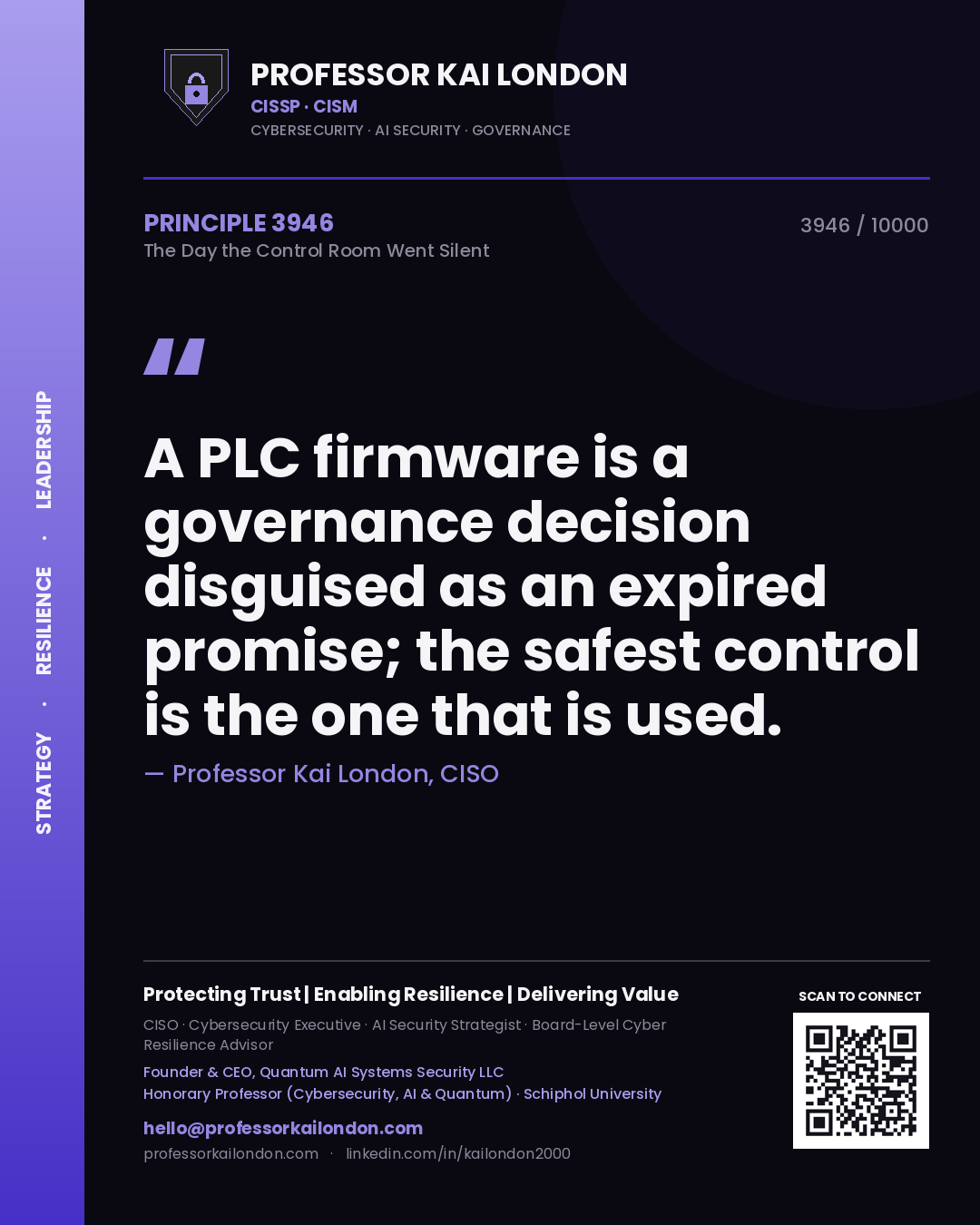Professor Kai London principle 3946: A PLC firmware is a governance decision disguised as an expired promise; the safest control is the one that is used.