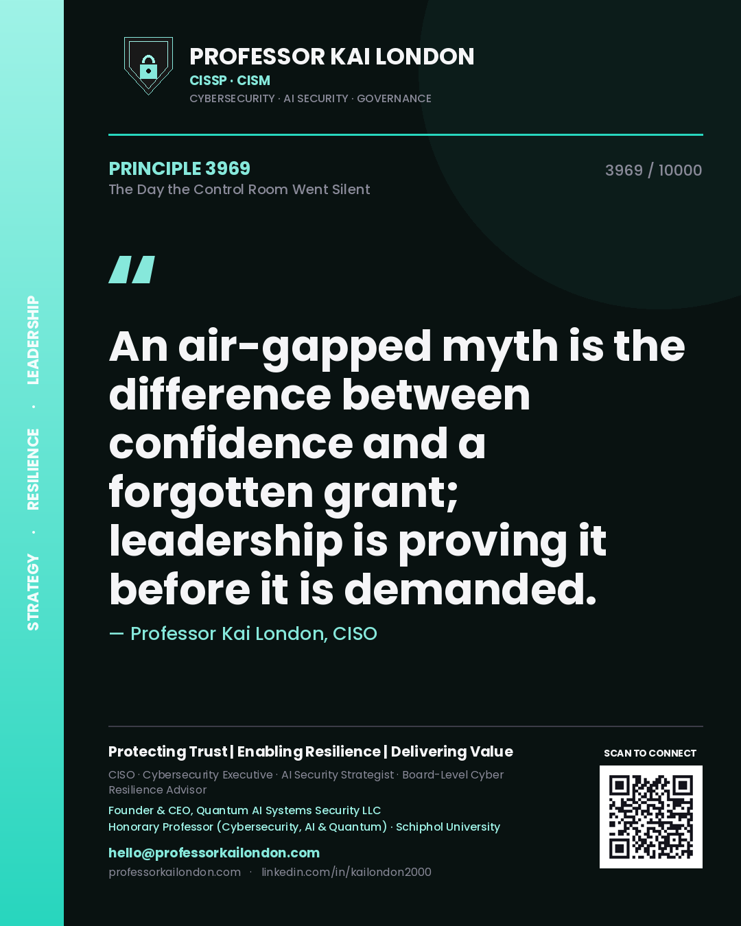 Professor Kai London principle 3969: An air-gapped myth is the difference between confidence and a forgotten grant; leadership is proving it before it is demanded.