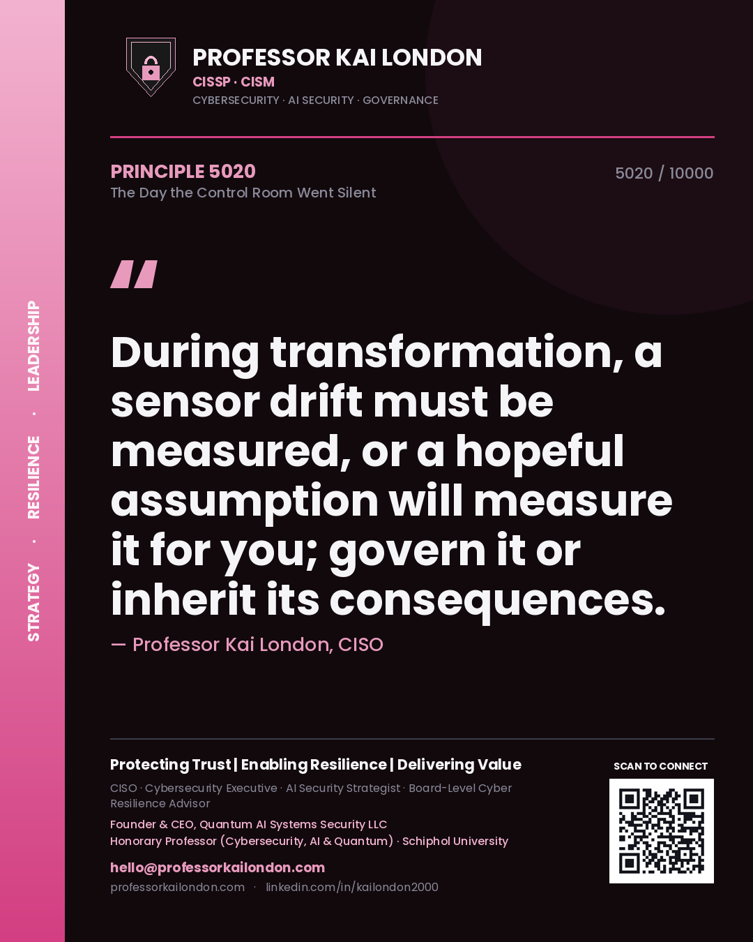 Professor Kai London principle 5020: During transformation, a sensor drift must be measured, or a hopeful assumption will measure it for you; govern it or inherit its consequences.
