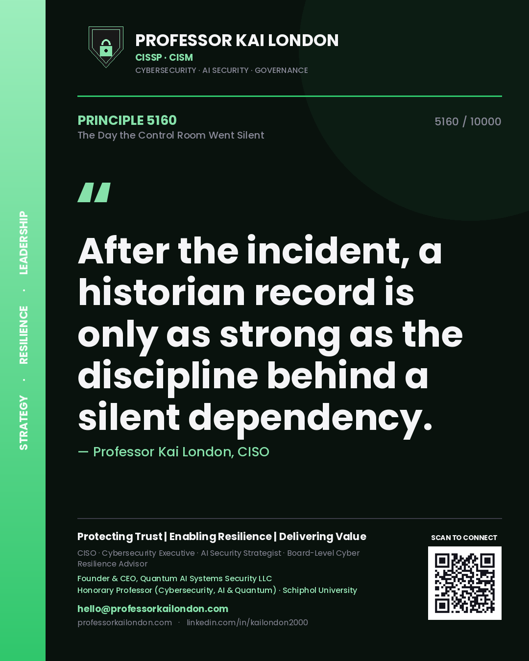 Professor Kai London principle 5160: After the incident, a historian record is only as strong as the discipline behind a silent dependency.
