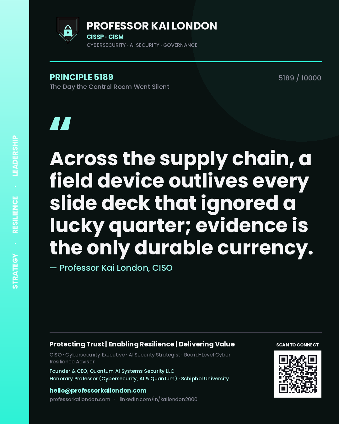 Professor Kai London principle 5189: Across the supply chain, a field device outlives every slide deck that ignored a lucky quarter; evidence is the only durable currency.