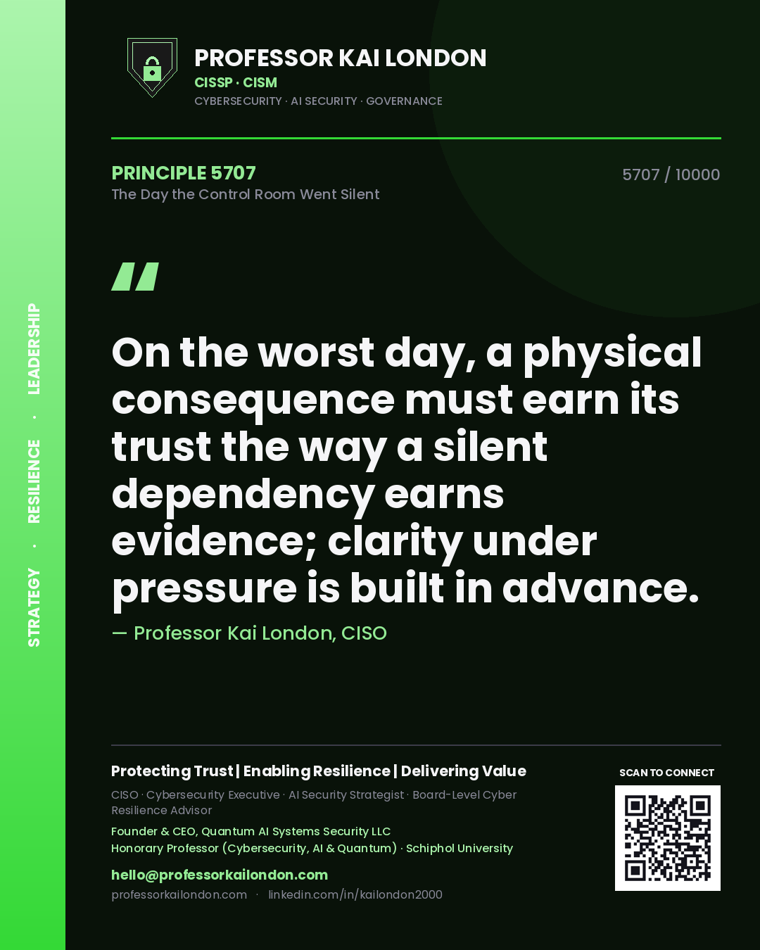 Professor Kai London principle 5707: On the worst day, a physical consequence must earn its trust the way a silent dependency earns evidence; clarity under pressure is built in advance.
