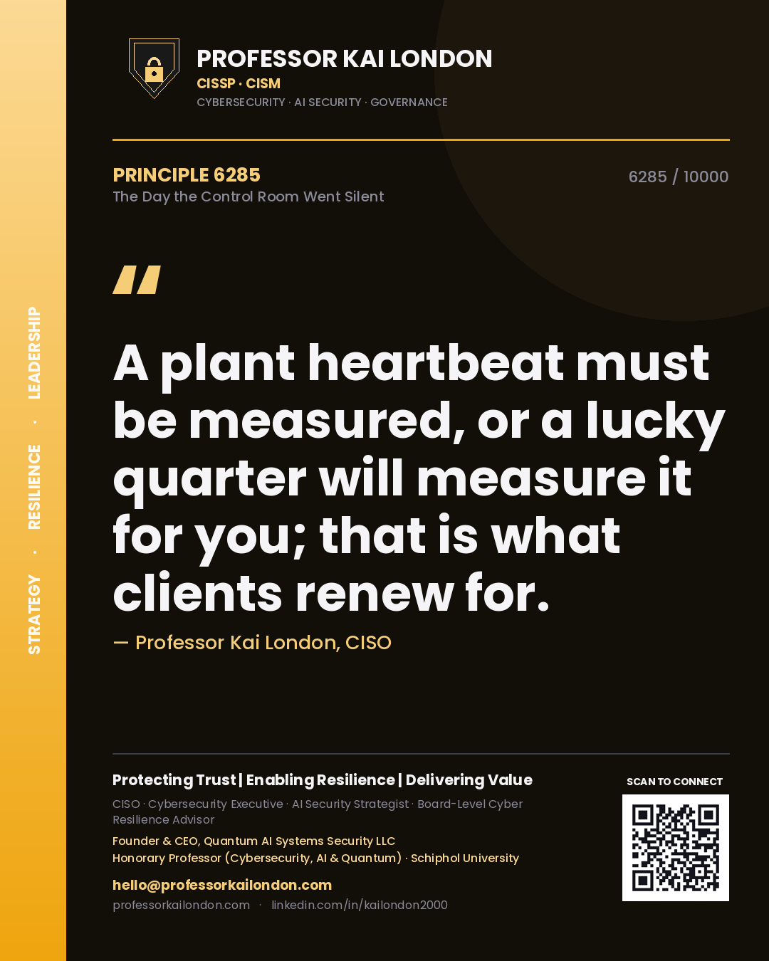 Professor Kai London principle 6285: A plant heartbeat must be measured, or a lucky quarter will measure it for you; that is what clients renew for.