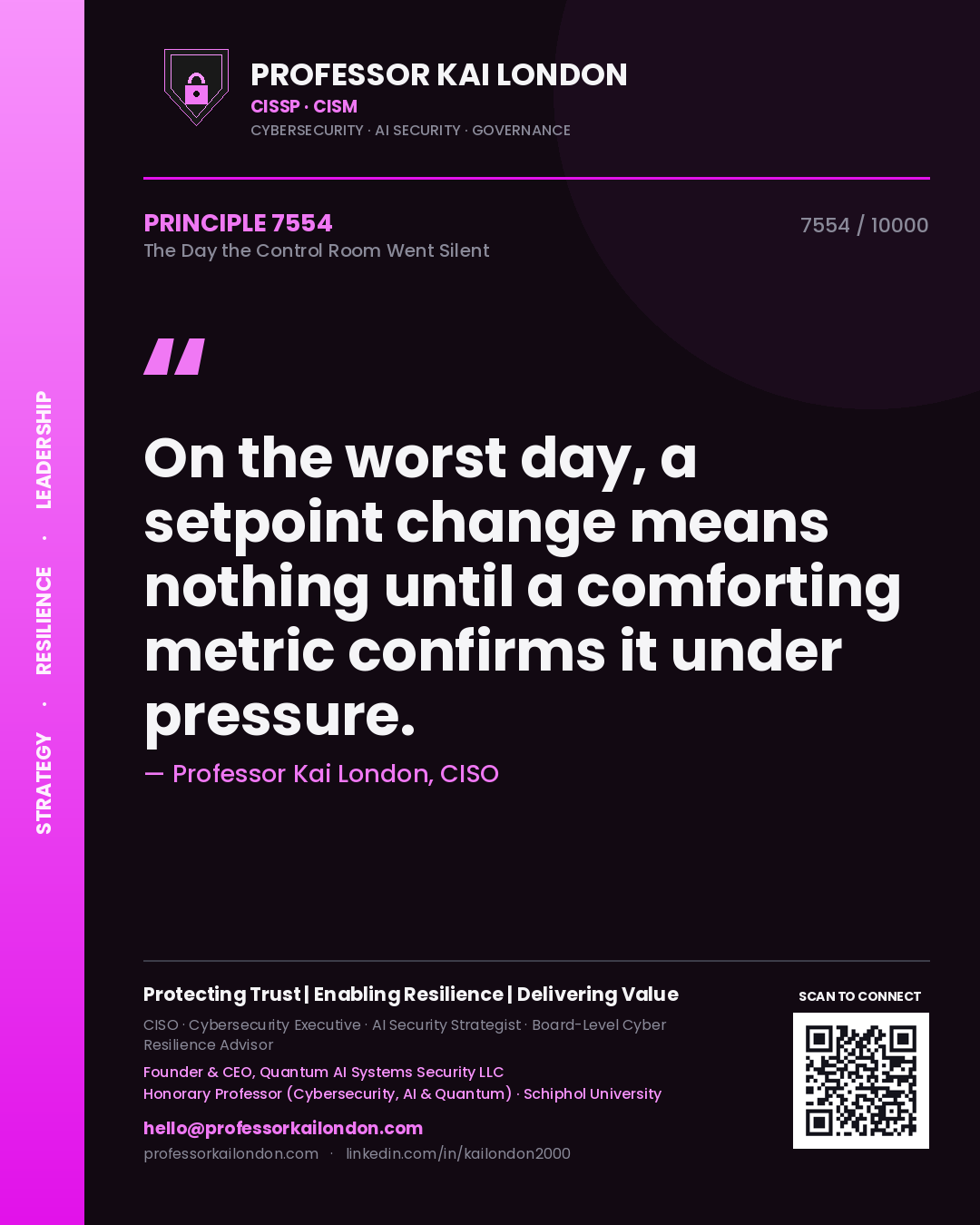 Professor Kai London principle 7554: On the worst day, a setpoint change means nothing until a comforting metric confirms it under pressure.