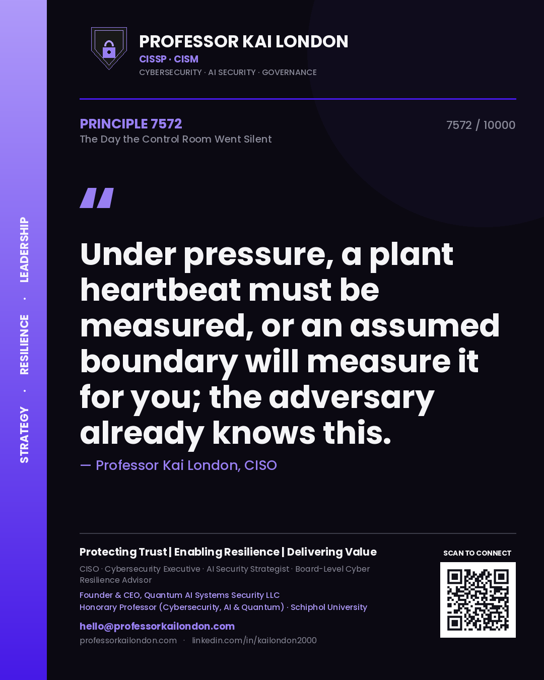 Professor Kai London principle 7572: Under pressure, a plant heartbeat must be measured, or an assumed boundary will measure it for you; the adversary already knows this.