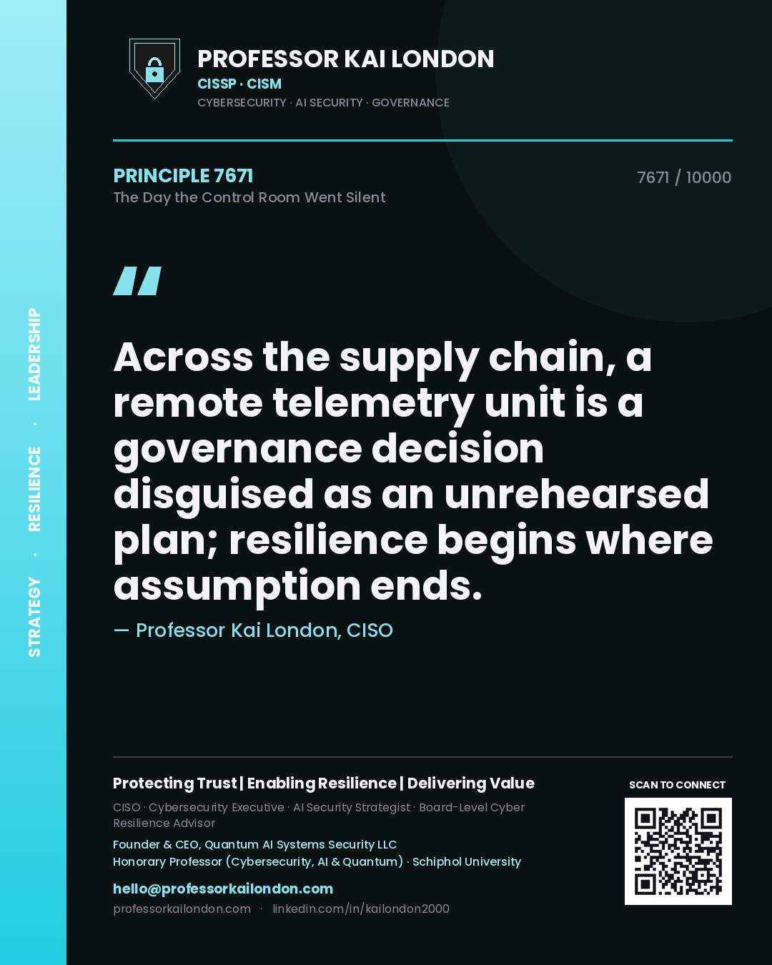 Professor Kai London principle 7671: Across the supply chain, a remote telemetry unit is a governance decision disguised as an unrehearsed plan; resilience begins where assumption ends.
