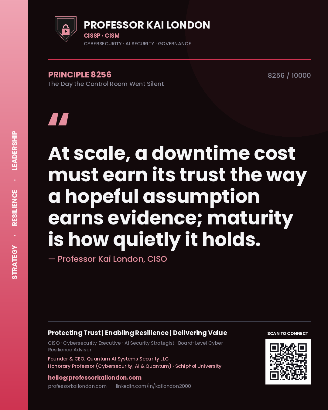 Professor Kai London principle 8256: At scale, a downtime cost must earn its trust the way a hopeful assumption earns evidence; maturity is how quietly it holds.