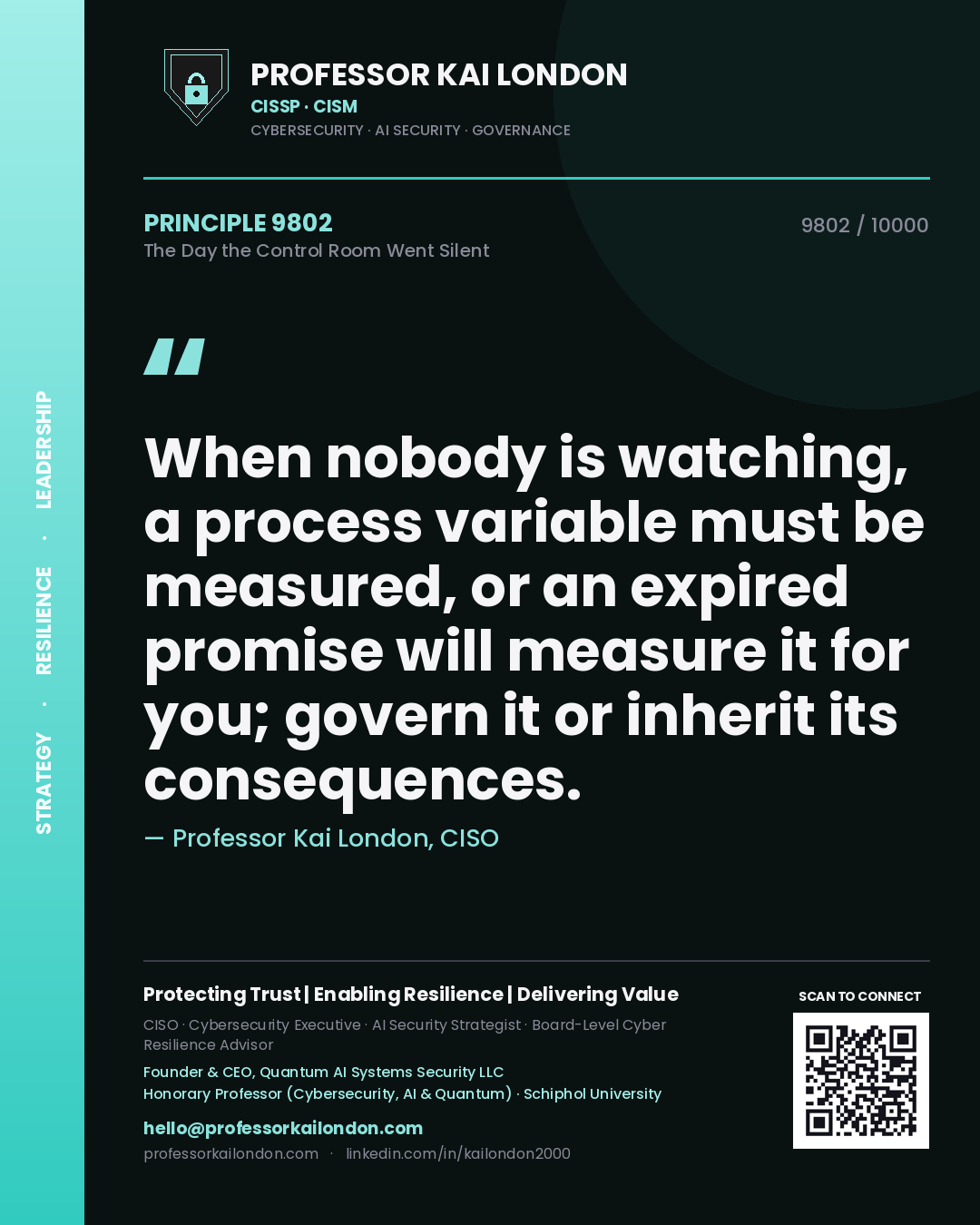 Professor Kai London principle 9802: When nobody is watching, a process variable must be measured, or an expired promise will measure it for you; govern it or inherit its consequences.