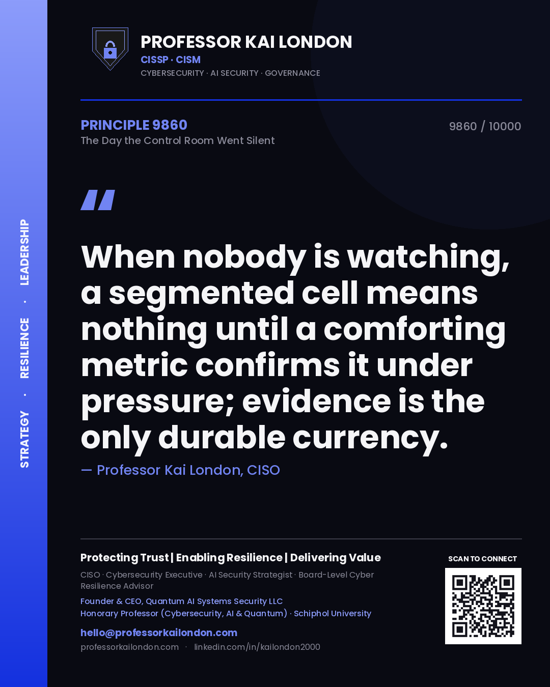 Professor Kai London principle 9860: When nobody is watching, a segmented cell means nothing until a comforting metric confirms it under pressure; evidence is the only durable currency.