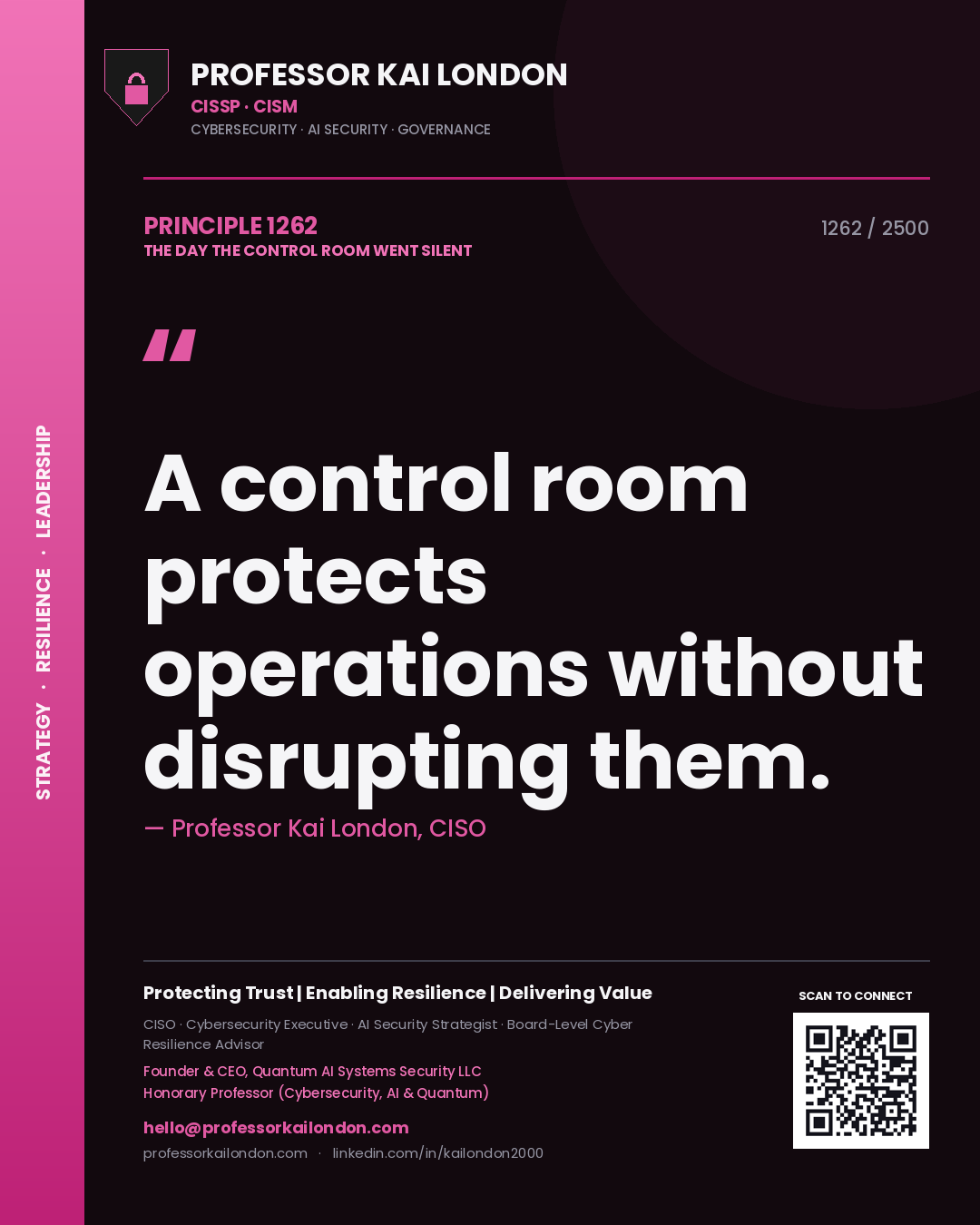 Professor Kai London principle 1262: A control room protects operations without disrupting them.