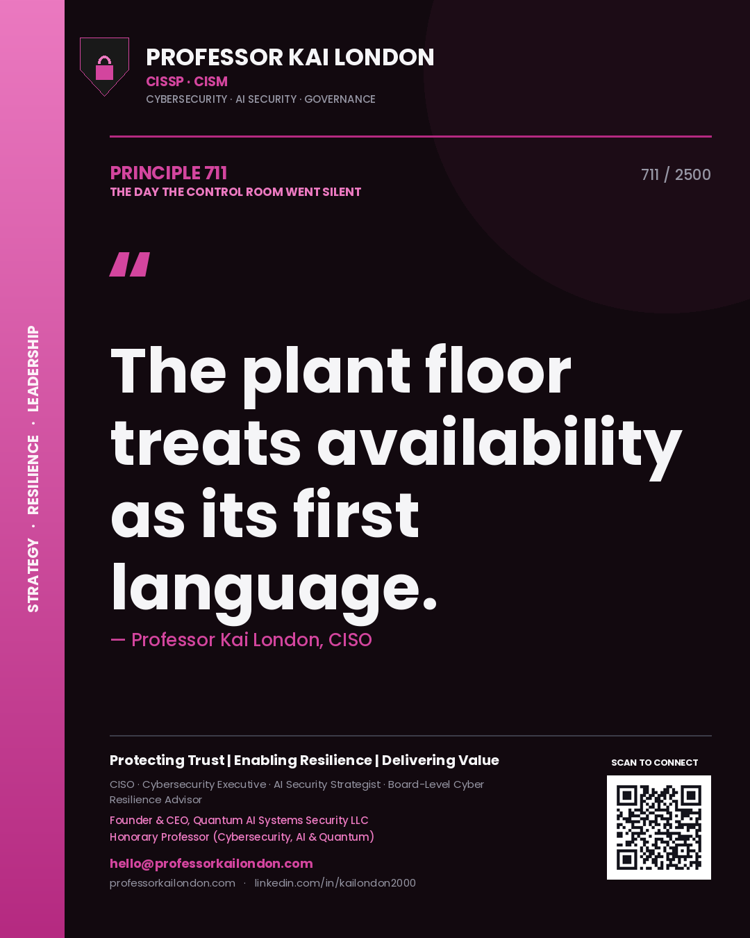 Professor Kai London principle 711: The plant floor treats availability as its first language.
