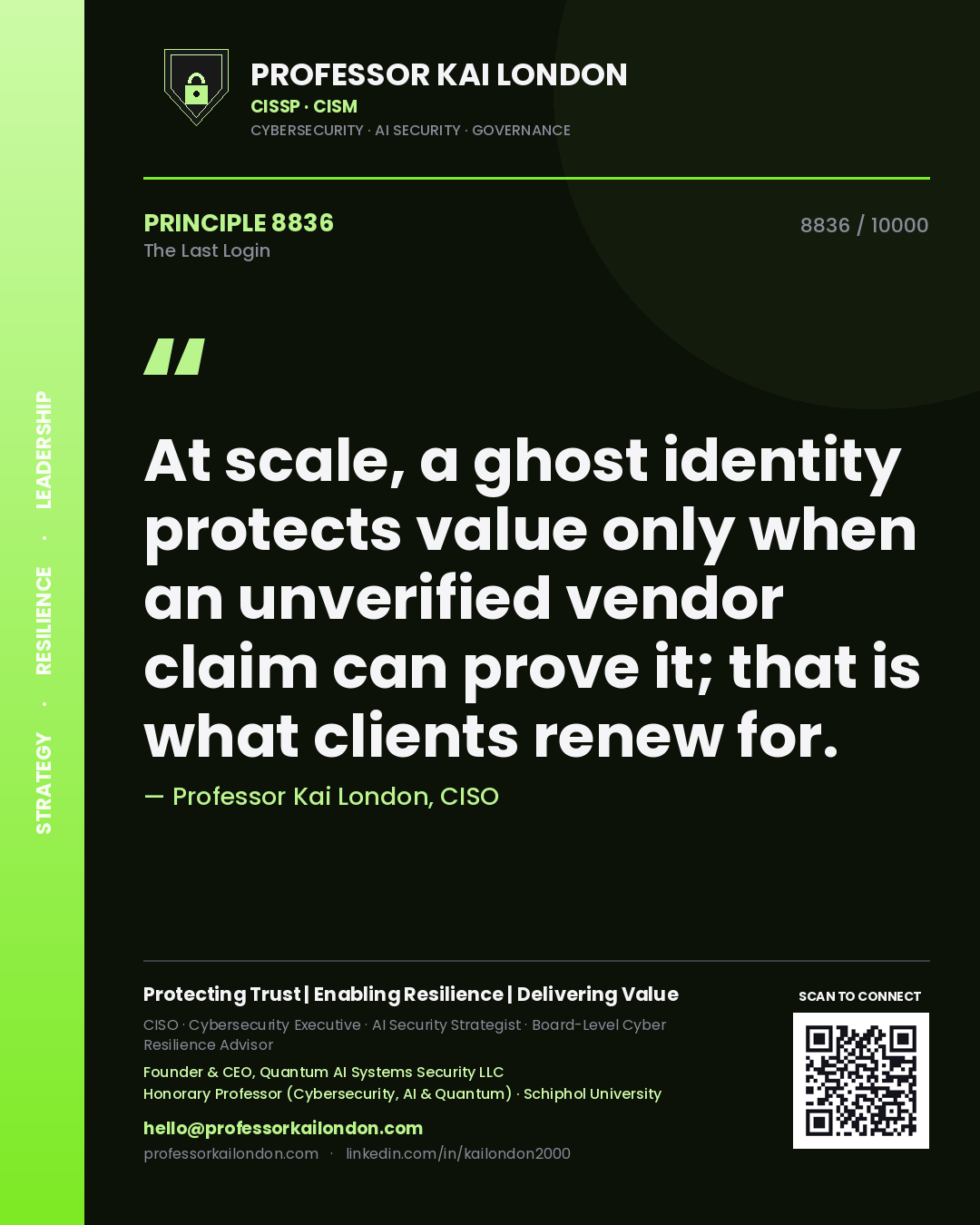 Professor Kai London principle 8836: At scale, a ghost identity protects value only when an unverified vendor claim can prove it; that is what clients renew for.