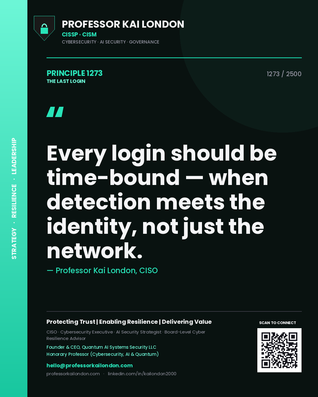 Professor Kai London principle 1273: Every login should be time-bound — when detection meets the identity, not just the network.